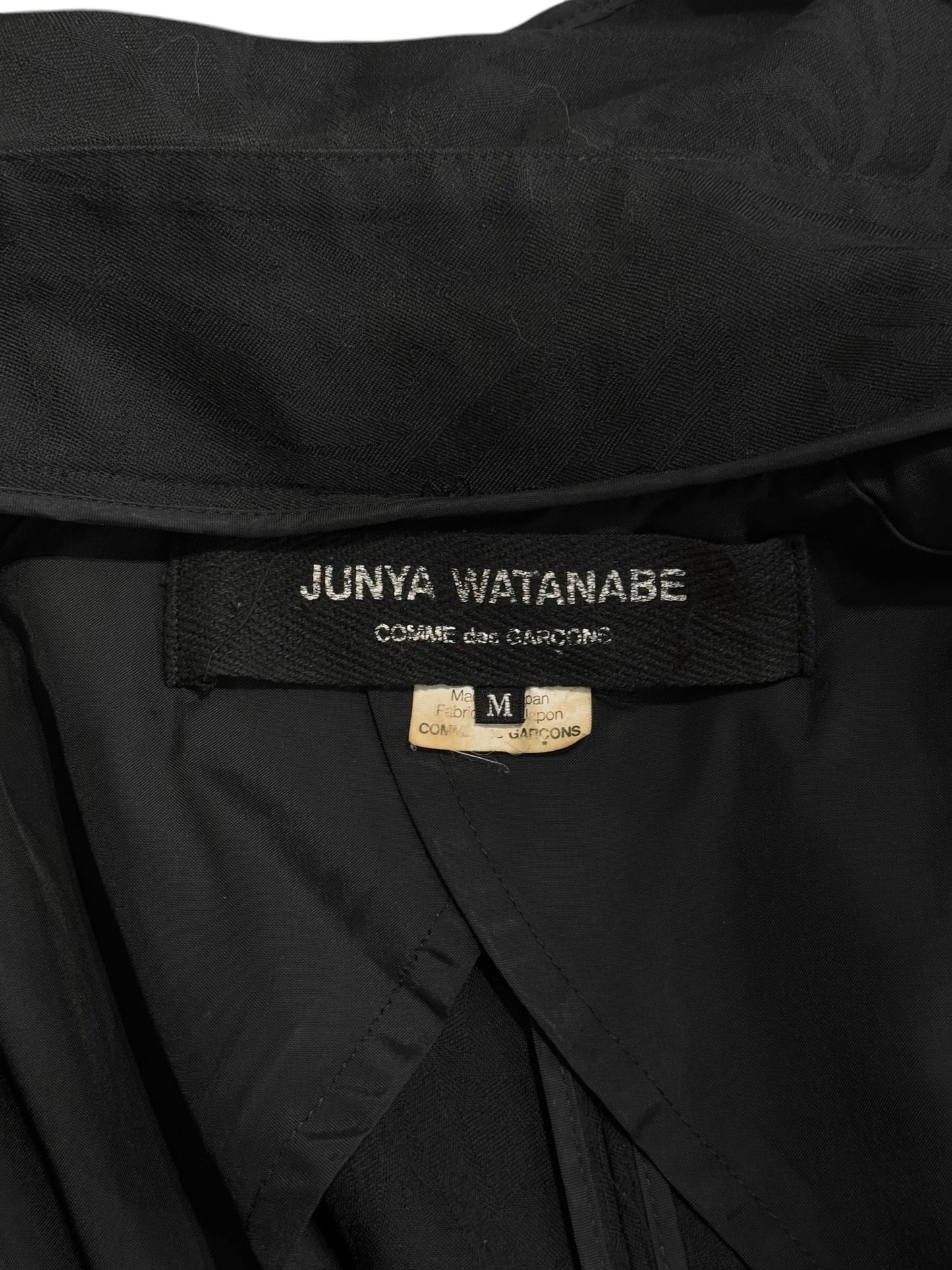JUNYA WATANABE SS2007 BLACK WOOL JACQUARD VICTORIAN-INSPIRED COAT