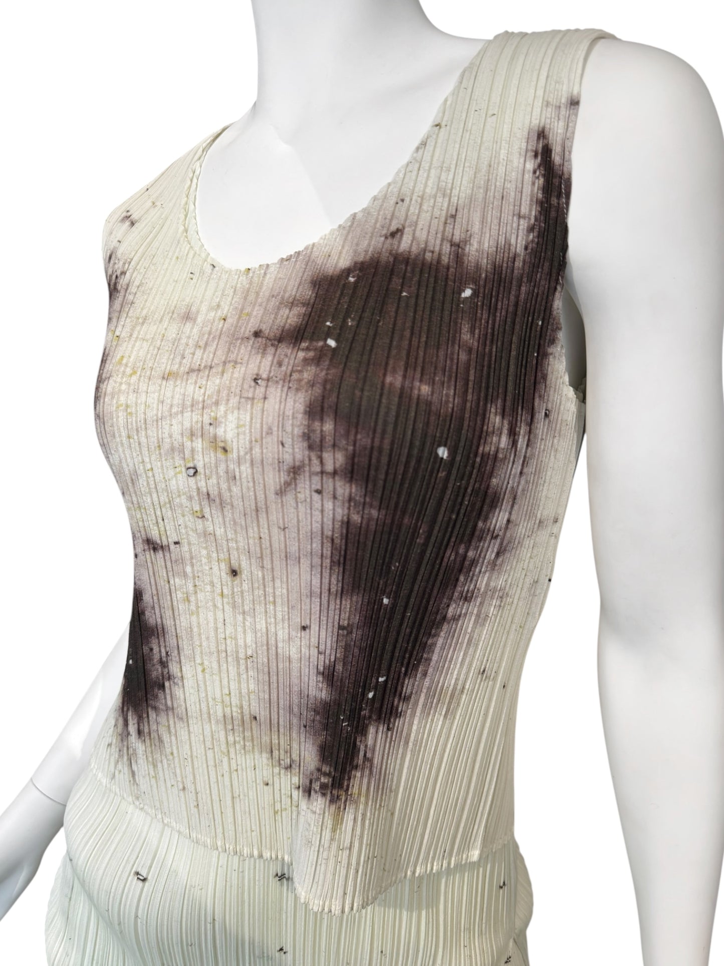 PLEATS PLEASE ISSEY MIYAKE 1998 X CAI GUO-QIANG GUNPOWDER PRINT PLEATED 3P. SET (TOP, PANTS & TUNIC)