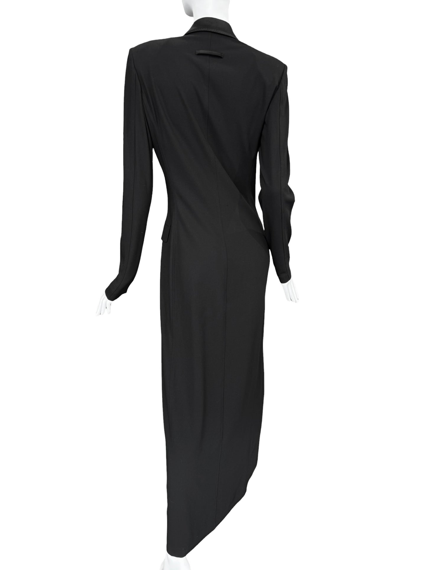 JEAN PAUL GAULTIER 2000s BLACK WOOL DOUBLE BREASTED MAXI DRESS