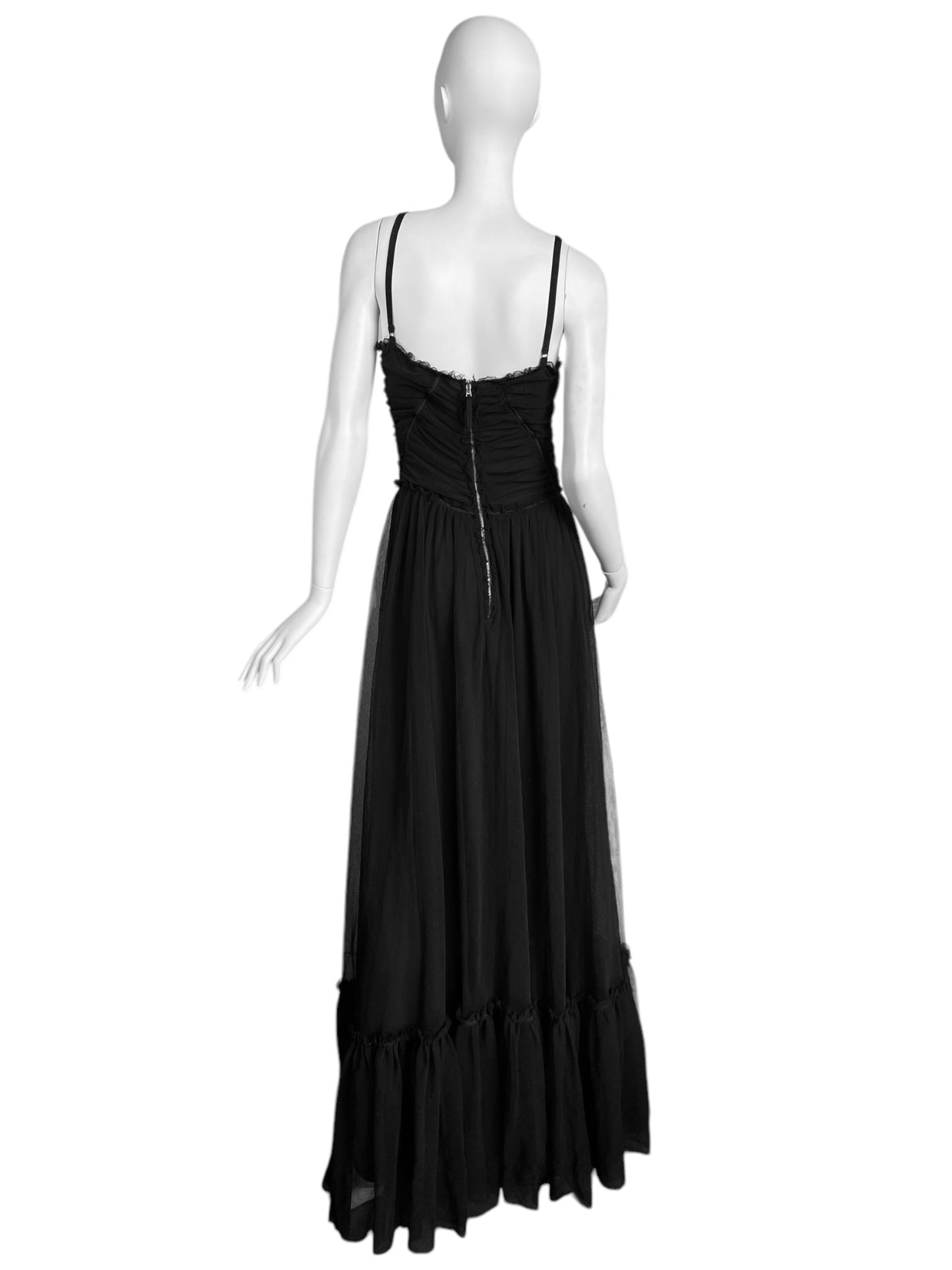 D&G 2000s BLACK TULLE MAXI DRESS