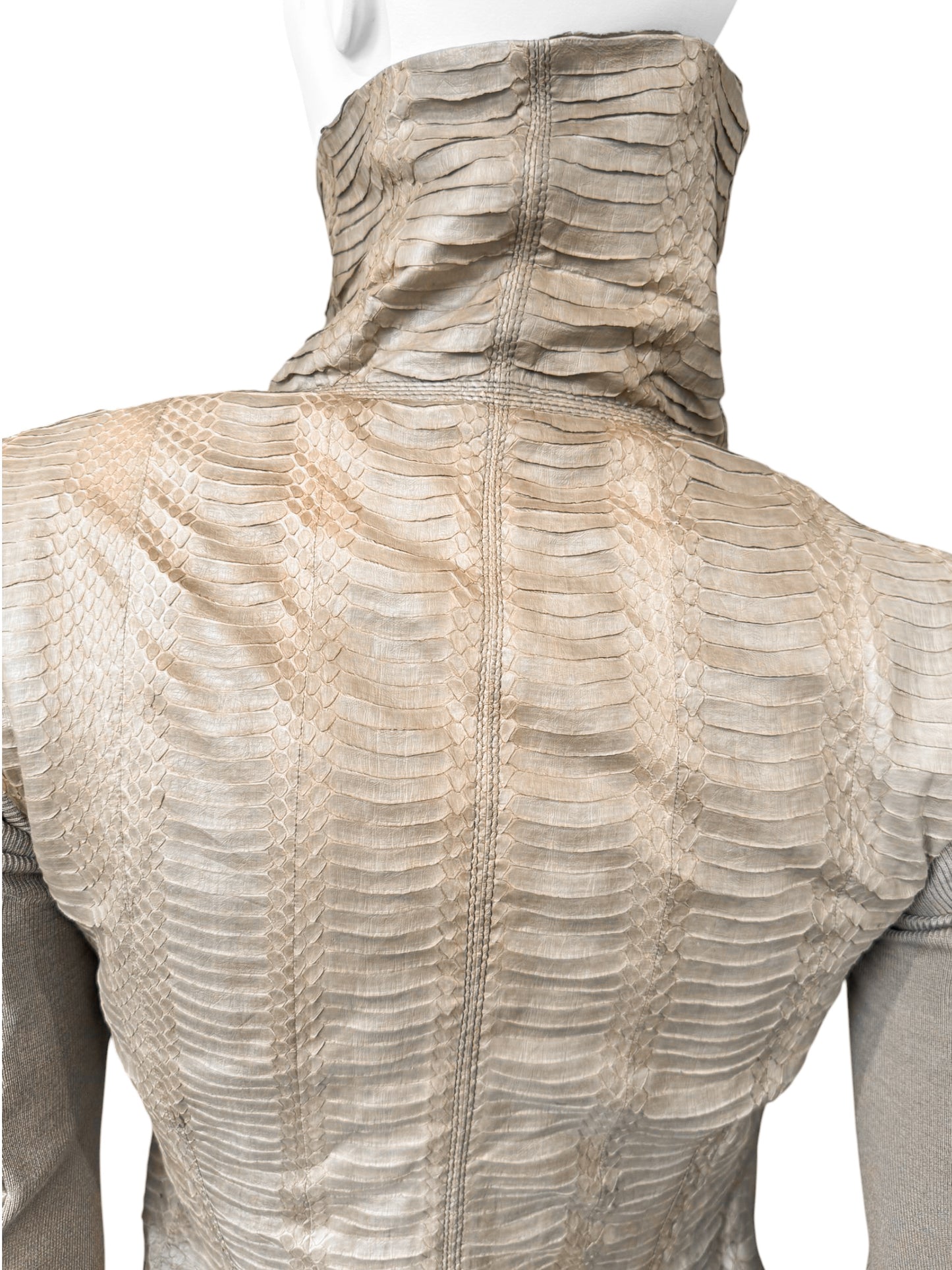 RICK OWENS SS2012 «NASKA» BROWN PYTHON LEATHER ASYMMETRICAL ZIP JACKET