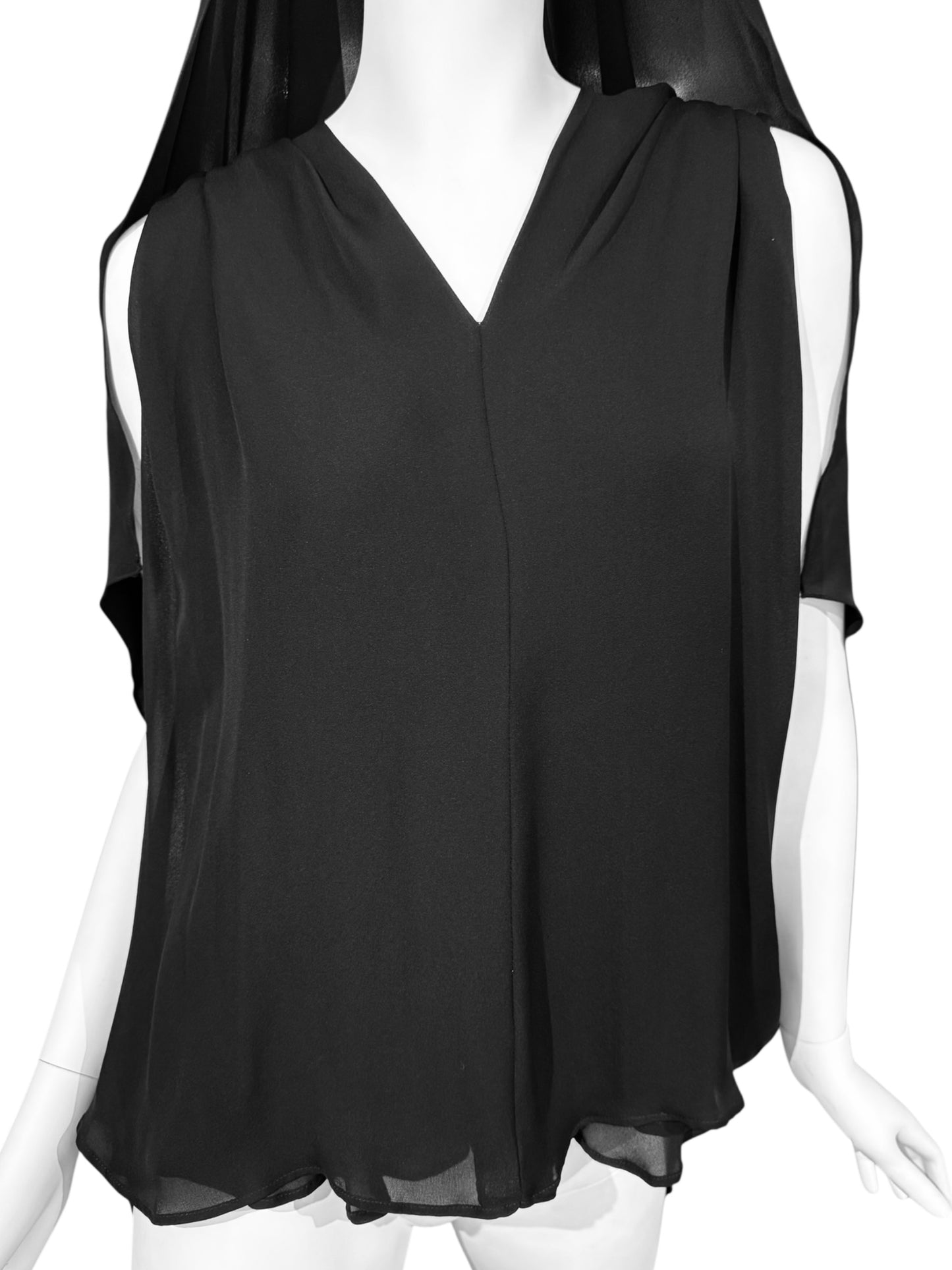 PLEIN SUD 2010s BLACK SILK HOODED TOP