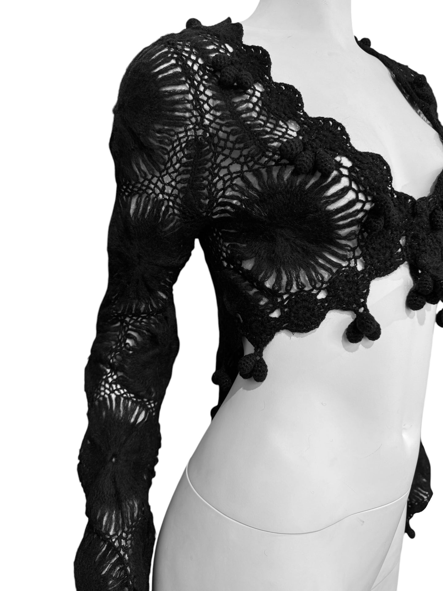 JOHN GALLIANO 2000s BLACK MOHAIR CROCHET CARDIGAN