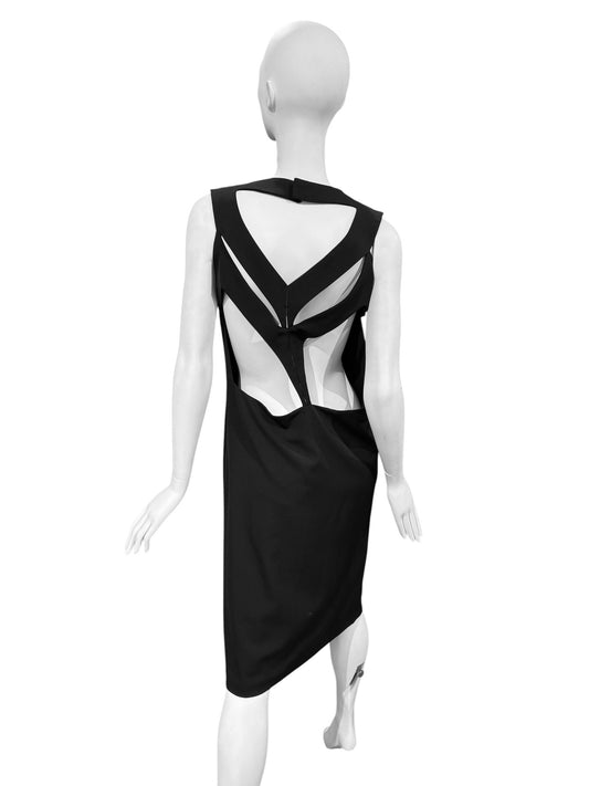 MAISON MARGIELA FW2018 BY JOHN GALLIANO BLACK BACK CUT OUT MIDI DRESS
