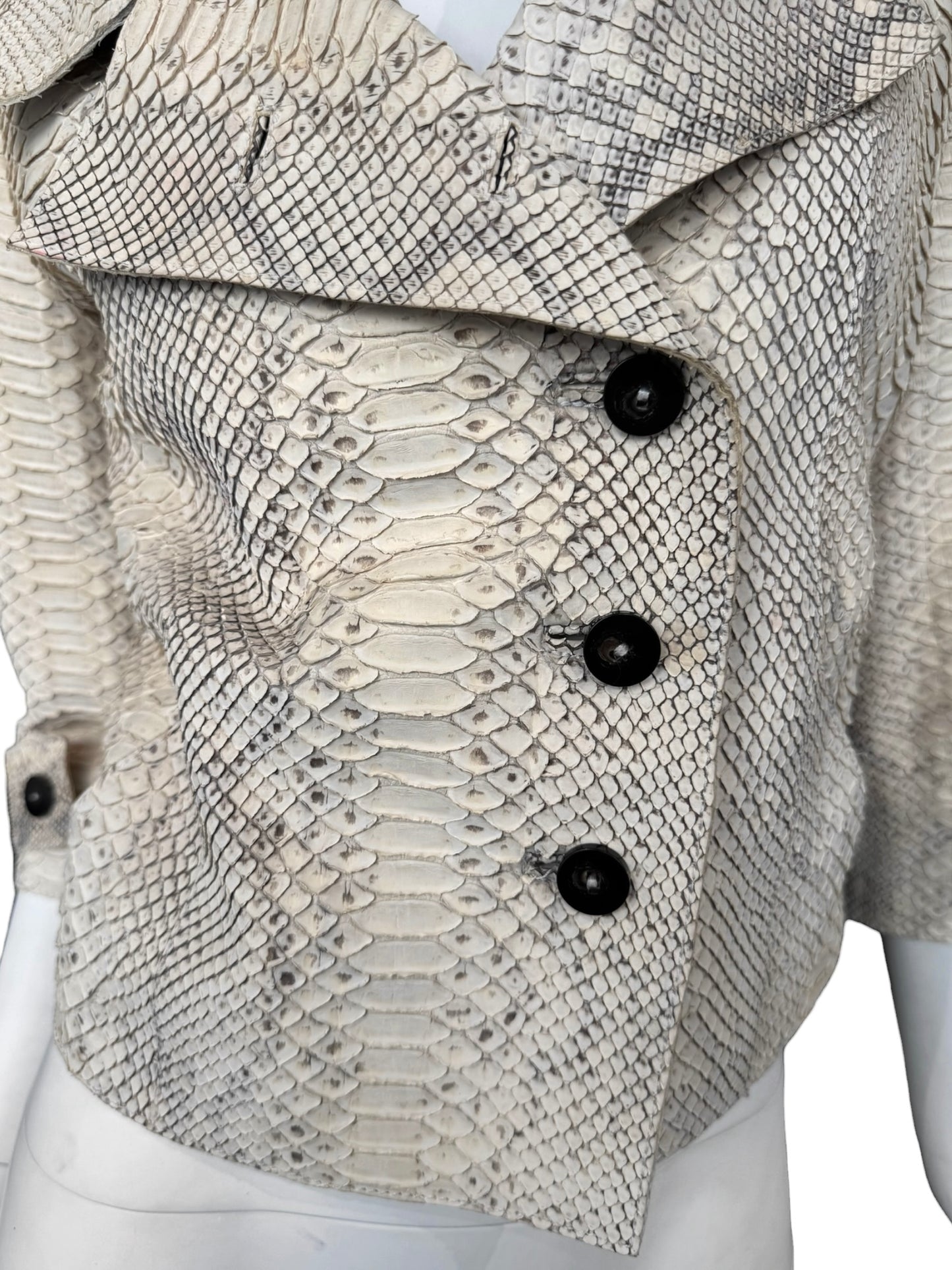 JITROIS 2000s CREAM PYTHON LEATHER JACKET