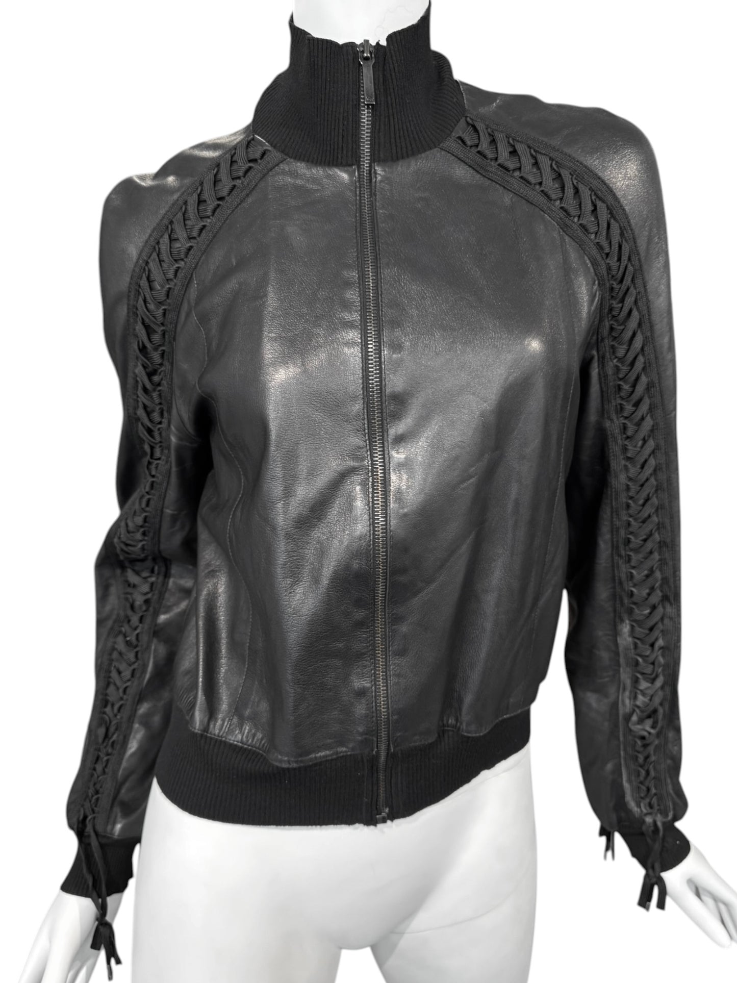 DIOR FW2002 BLACK LEATHER LACE-UP JACKET