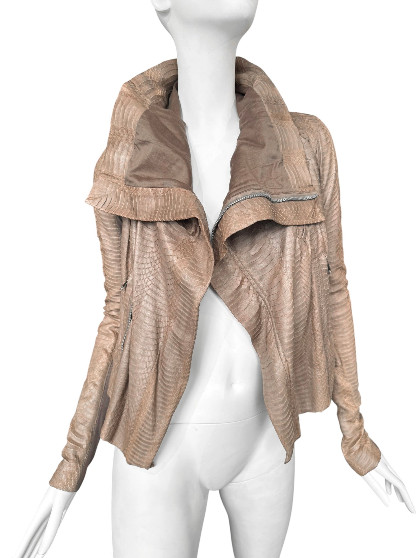 RICK OWENS SS2012 «NASKA» BROWN PYTHON LEATHER ASYMMETRICAL ZIP JACKET