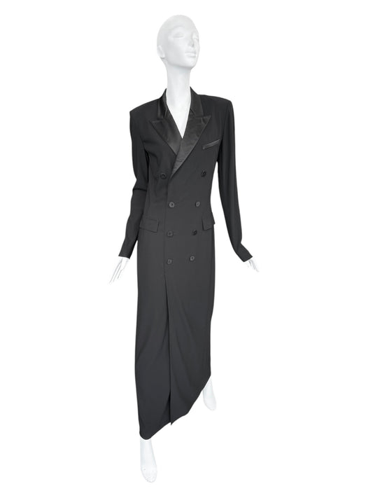 JEAN PAUL GAULTIER 2000s BLACK WOOL DOUBLE BREASTED MAXI DRESS