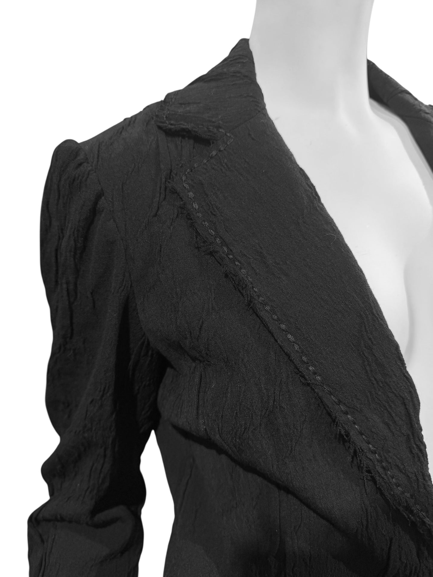 PLEIN SUD FW2005 BLACK WOOL CRINKLED BLAZER