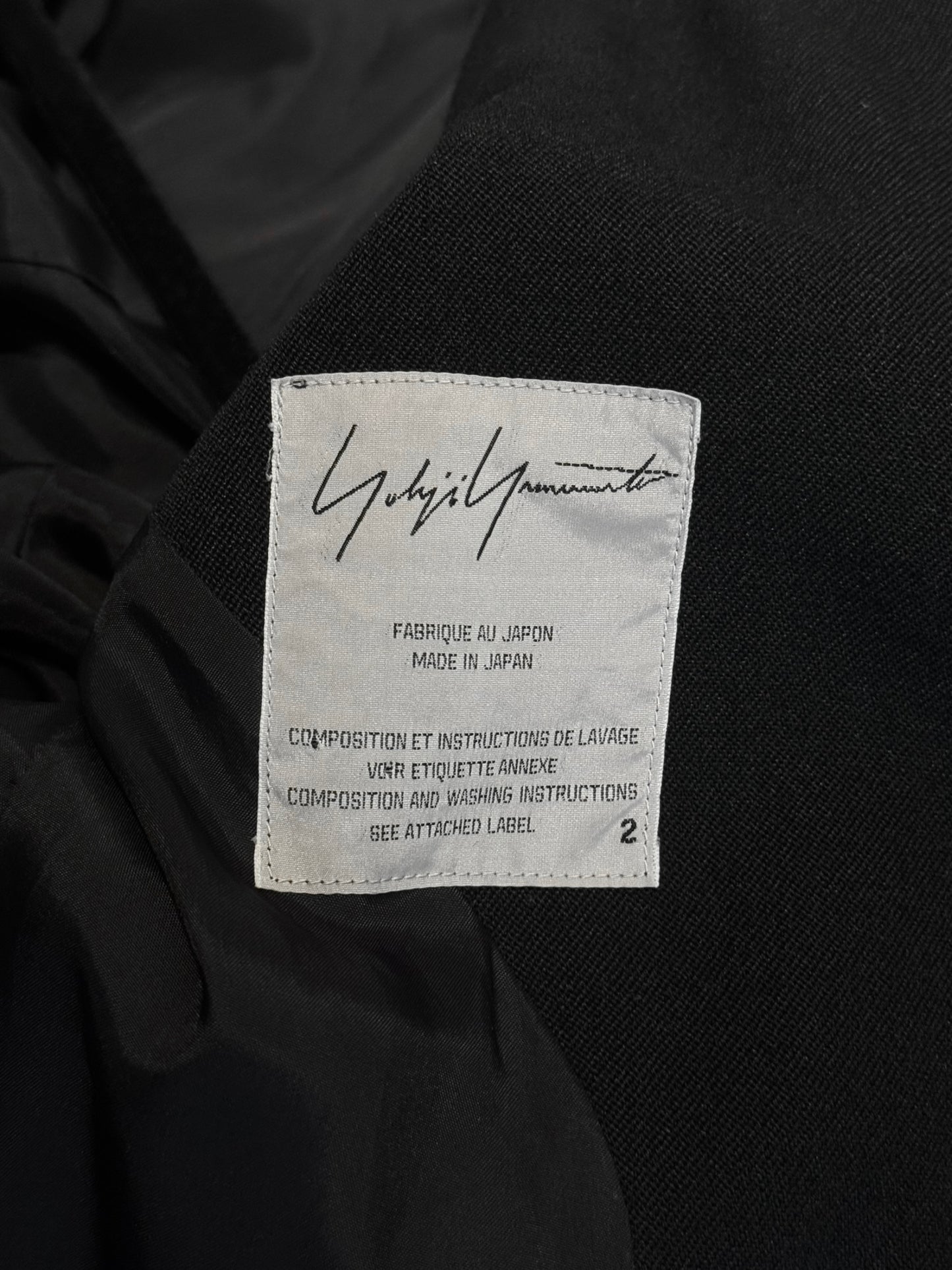 YOHJI YAMAMOTO FW2004 BLACK WOOL POCKET COAT