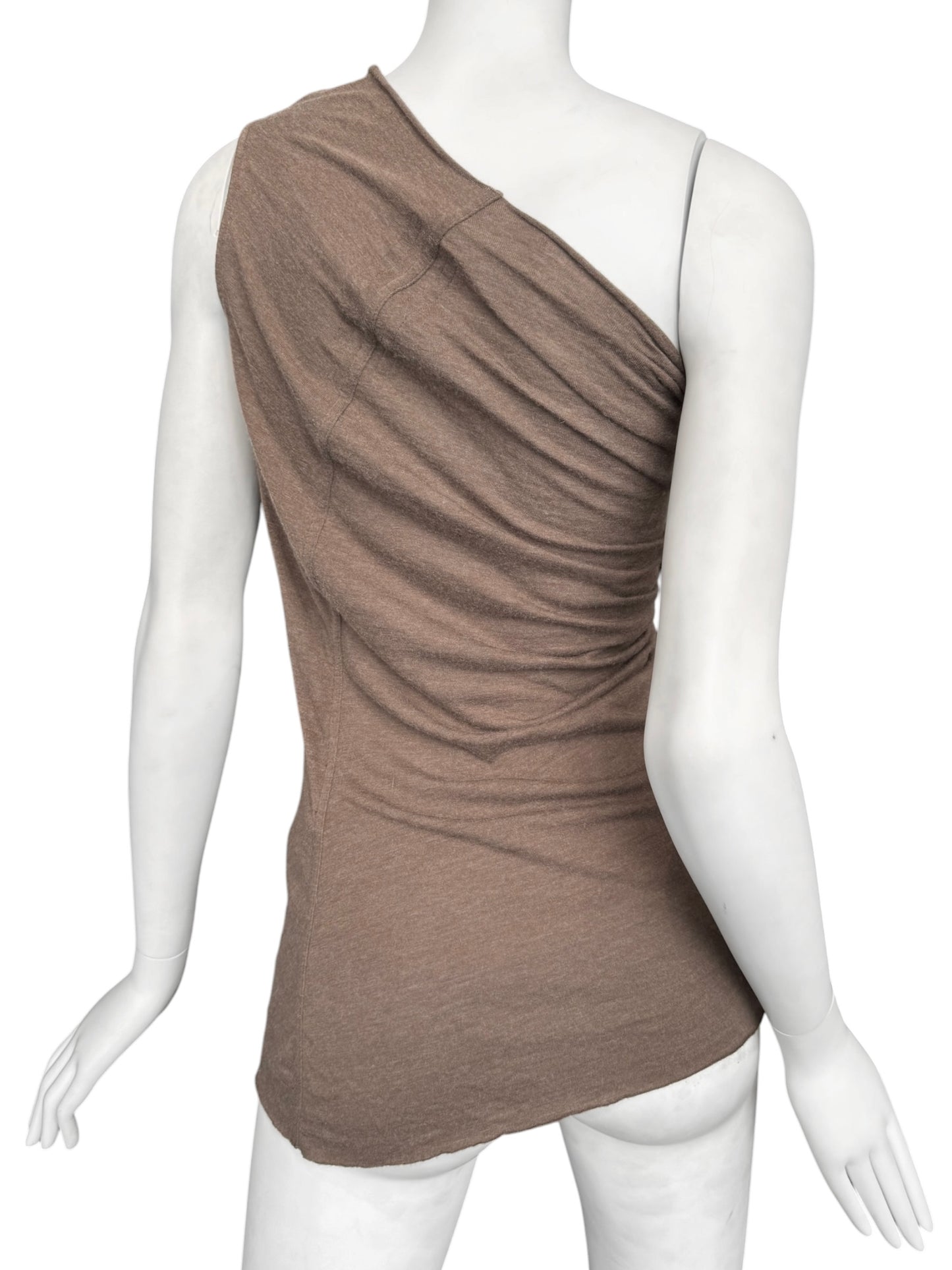RICK OWENS FW2024 ‘PORTERVILLE’ BROWN ASYMMETRICAL TANK TOP
