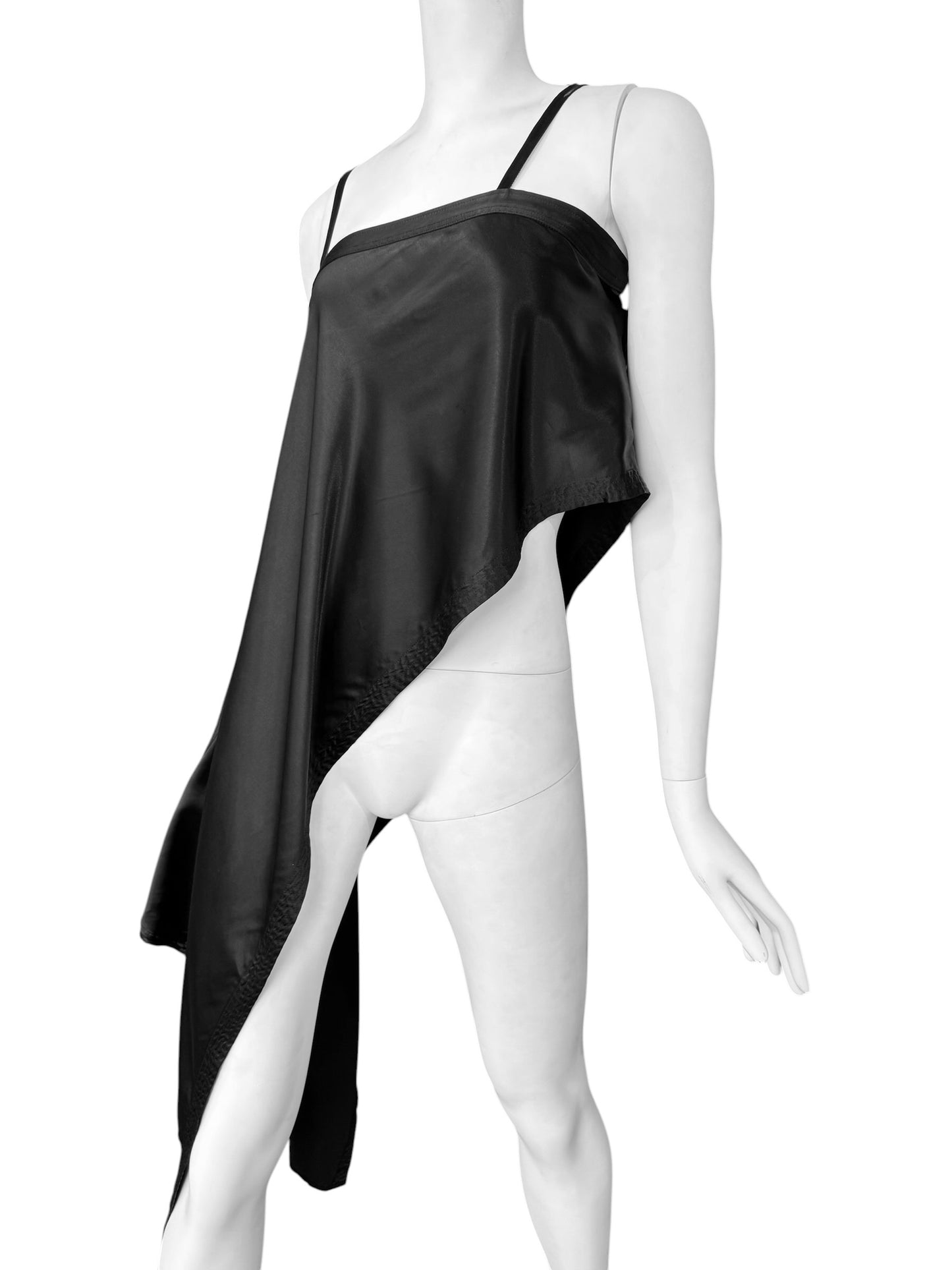 Y’S YOHJI YAMAMOTO 2010s BLACK ASYMMETRICAL BUTTONS LONG TOP