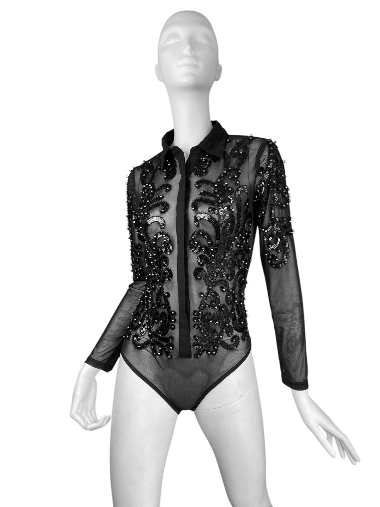 PLEIN SUD 2010s BLACK MESH EMBELLISHED BODY