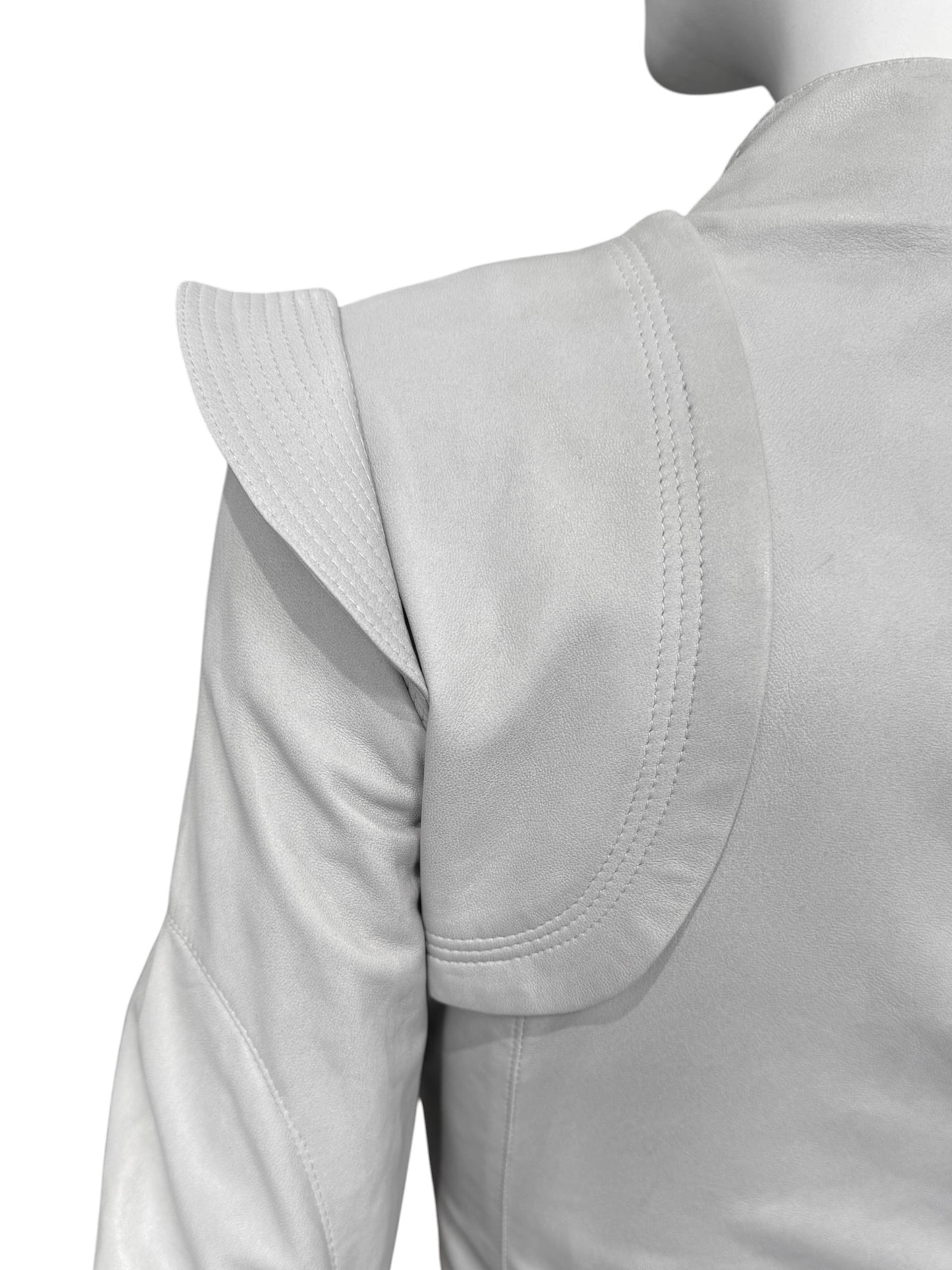 JITROIS 2000s GREY LEATHER LACE-UP JACKET