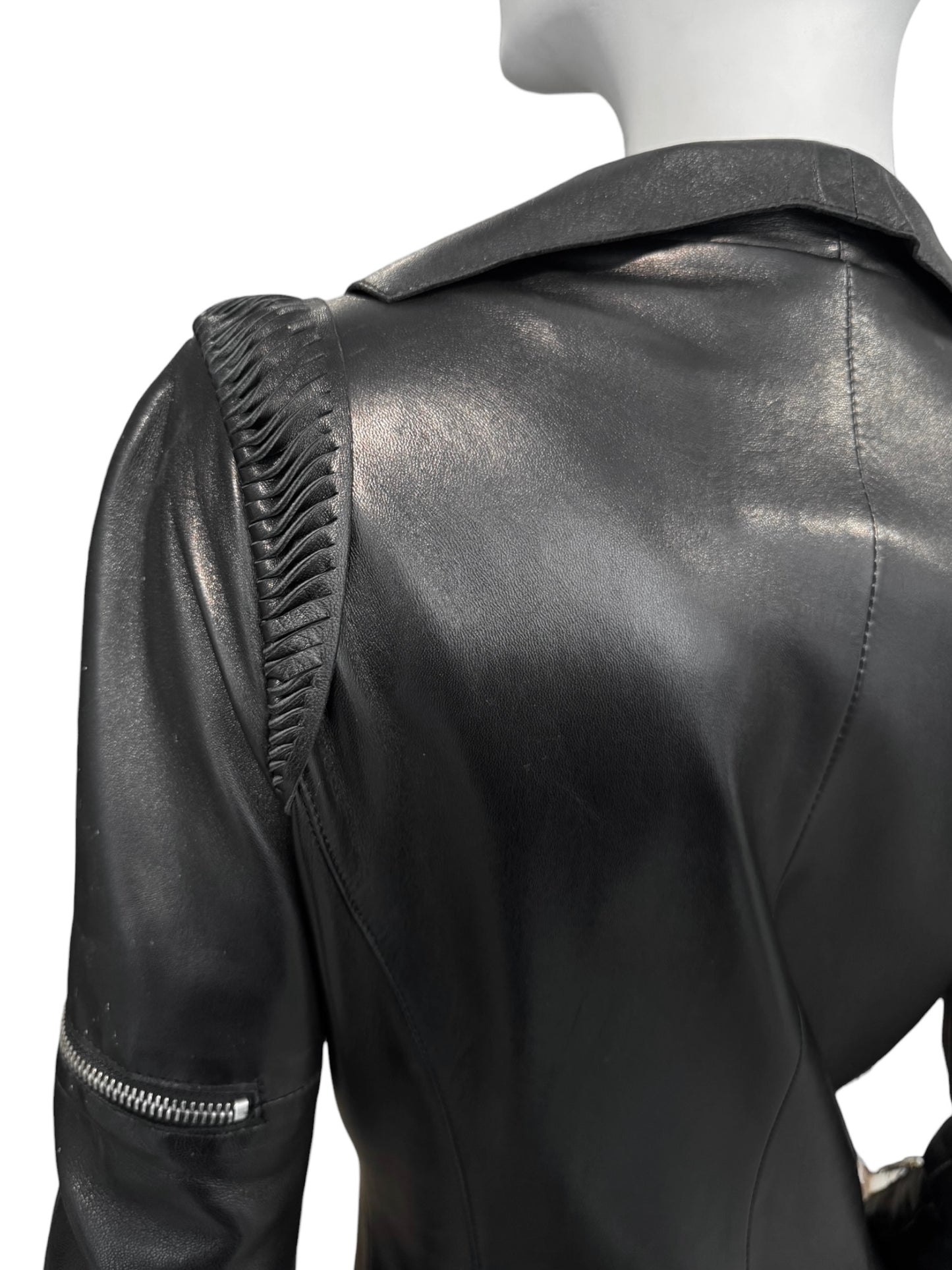 JITROIS 2000s BLACK LEATHER MULTI-ZIP COAT