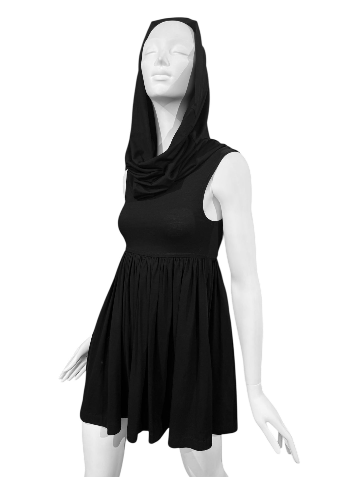 PLEIN SUD 2000s BLACK HOODED MINI DRESS