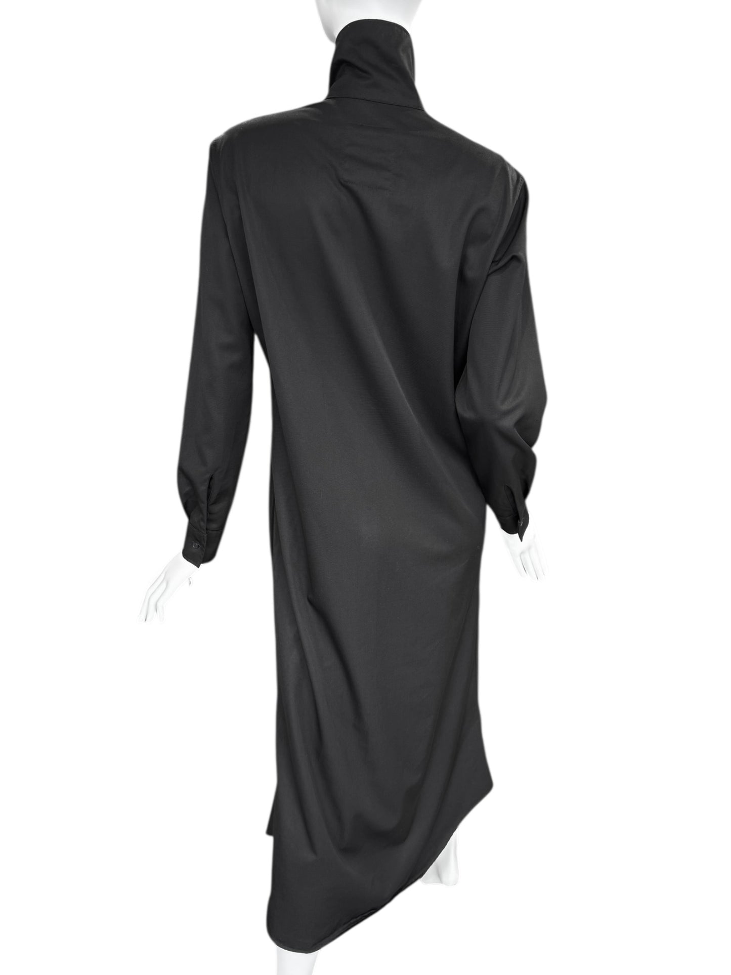 Y’S YOHJI YAMAMOTO 2010s BLACK HIGH COLLAR MAXI DRESS/COAT