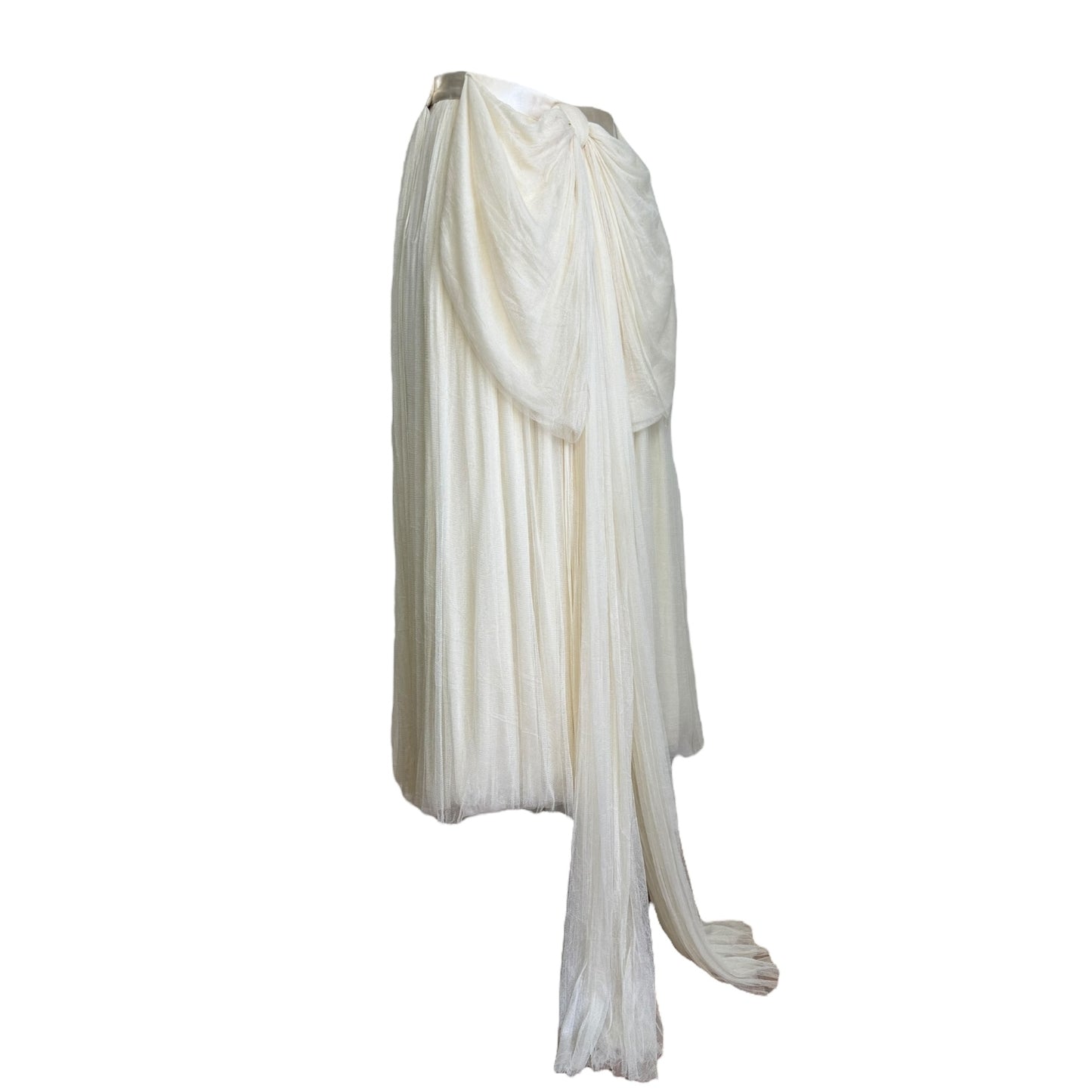 BLUMARINE 1990s CREAM SILK TULLE BOW MAXI SKIRT