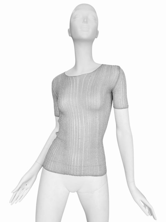 PLEIN SUD JEANS 2000s SILVER DISTRESS KNIT TOP