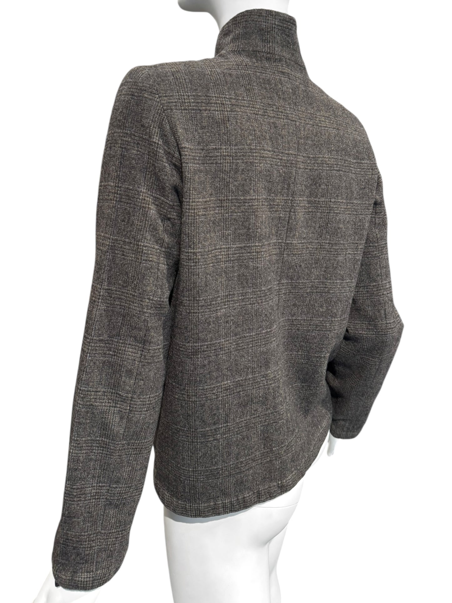 SHIRIN GUILD 1990s BROWN WOOL PRINCE OF WALES JACKET