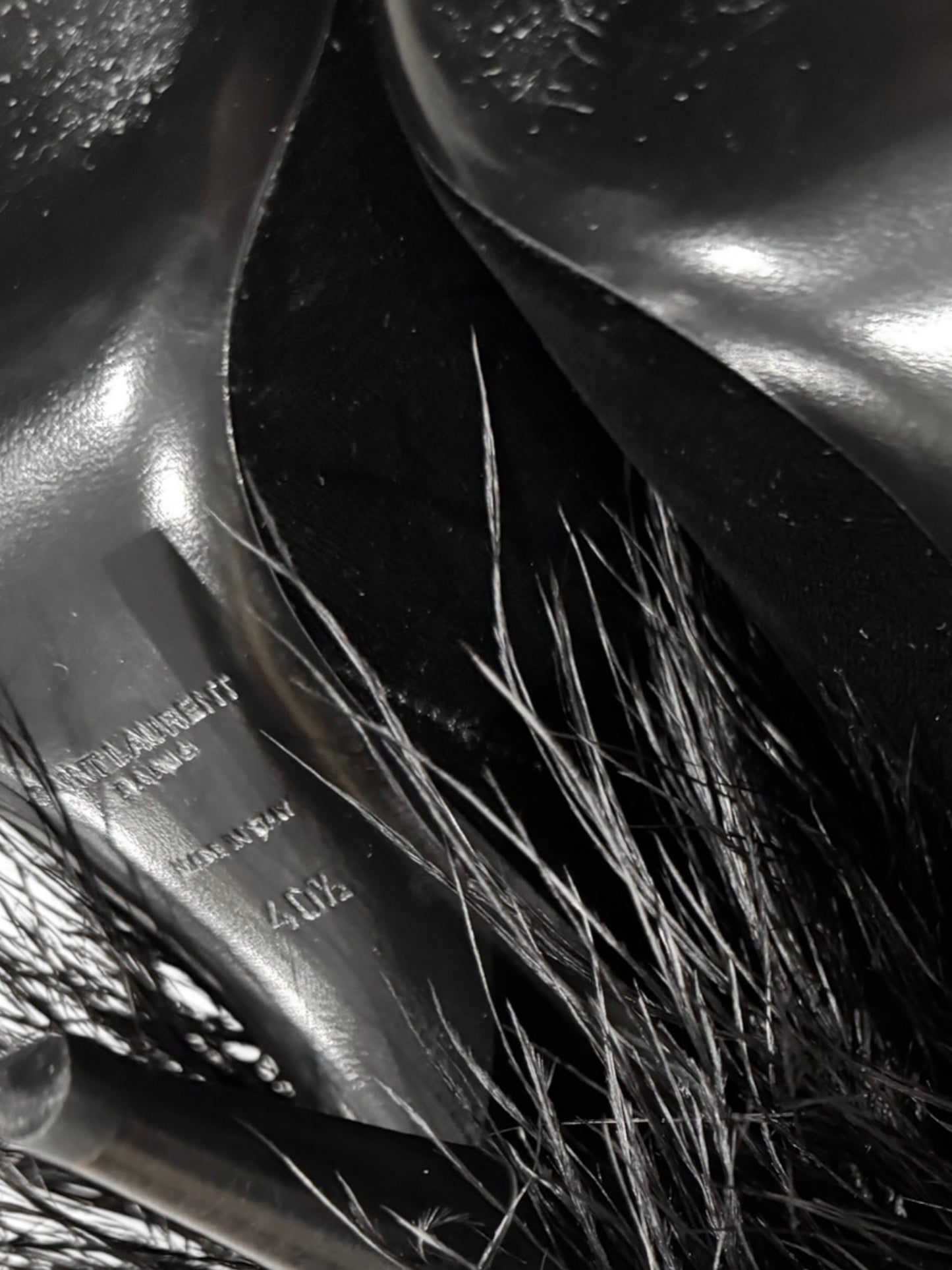 SAINT LAURENT SS2018 BY ANTHONY VACCARELLO BLACK VELVET & OSTRICH FEATHERS BOOTS