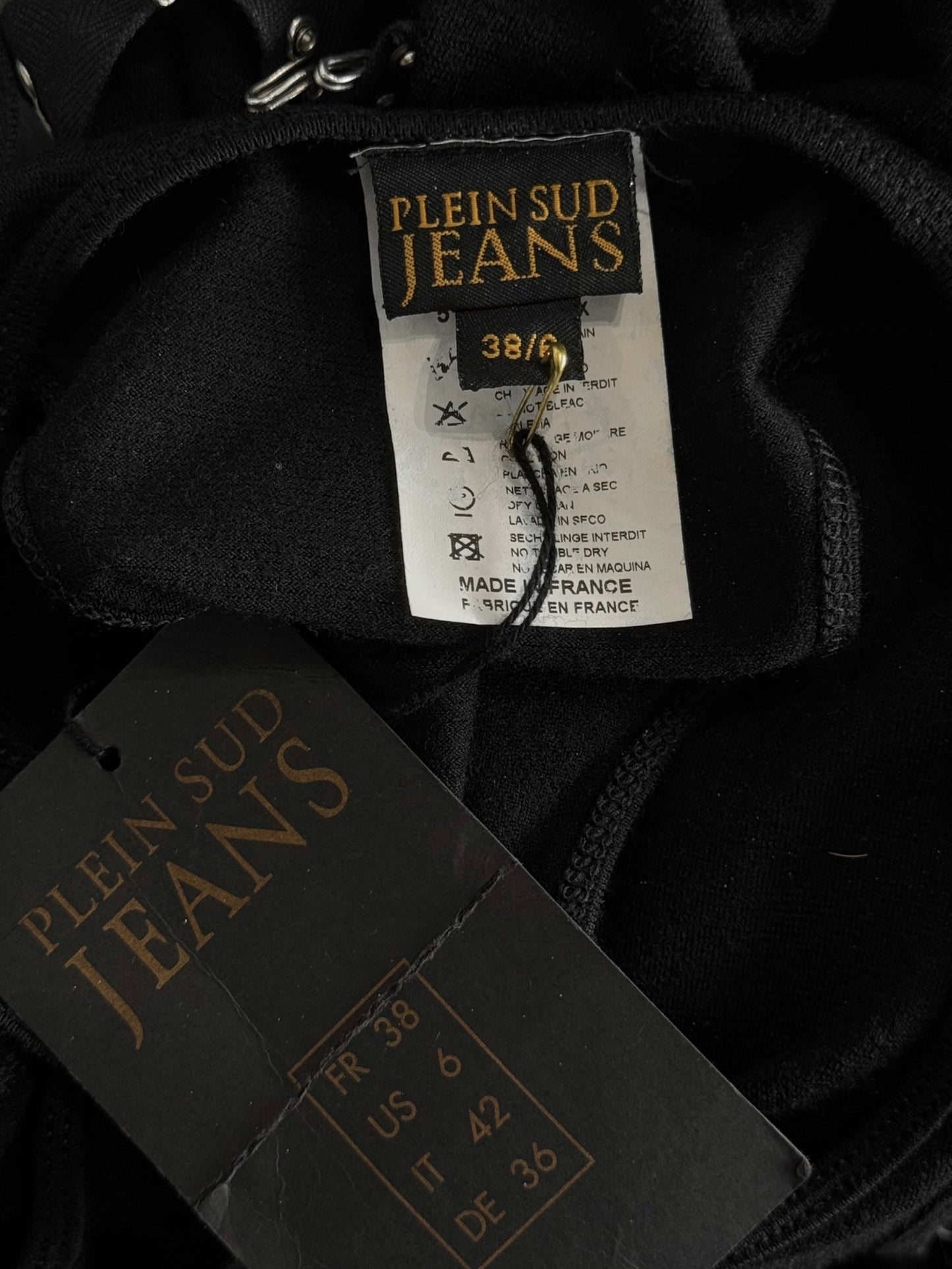 PLEIN SUD JEANS FW2003 BLACK HOOK & EYE STRAP TANK TOP