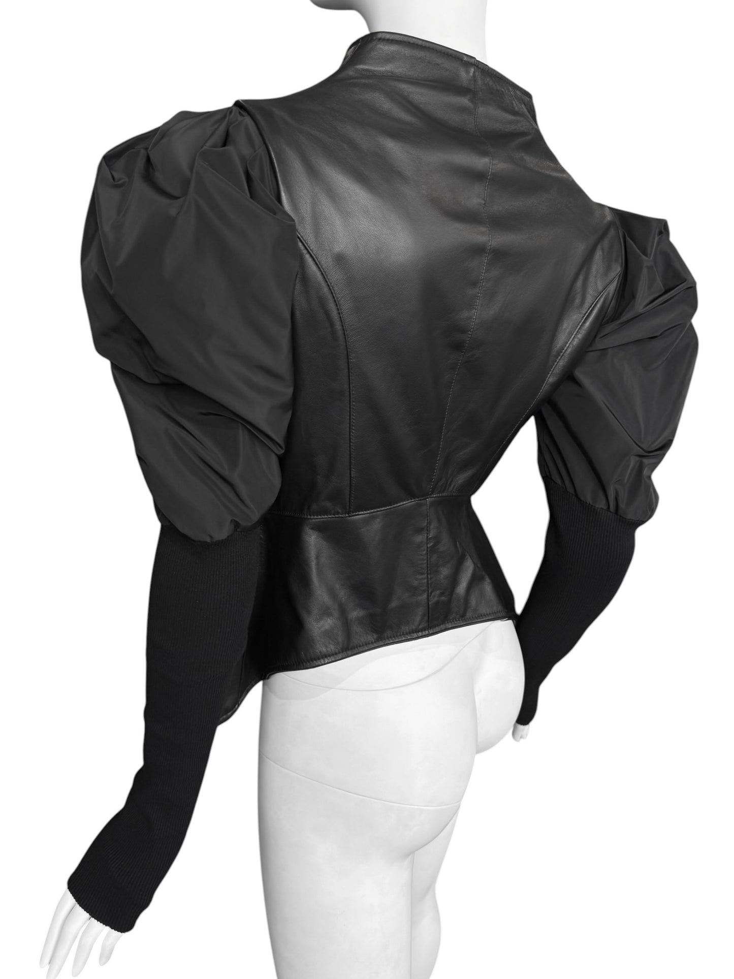 LA HAINE INSIDE US 2020s BLACK LEATHER PUFFY SLEEVES JACKET