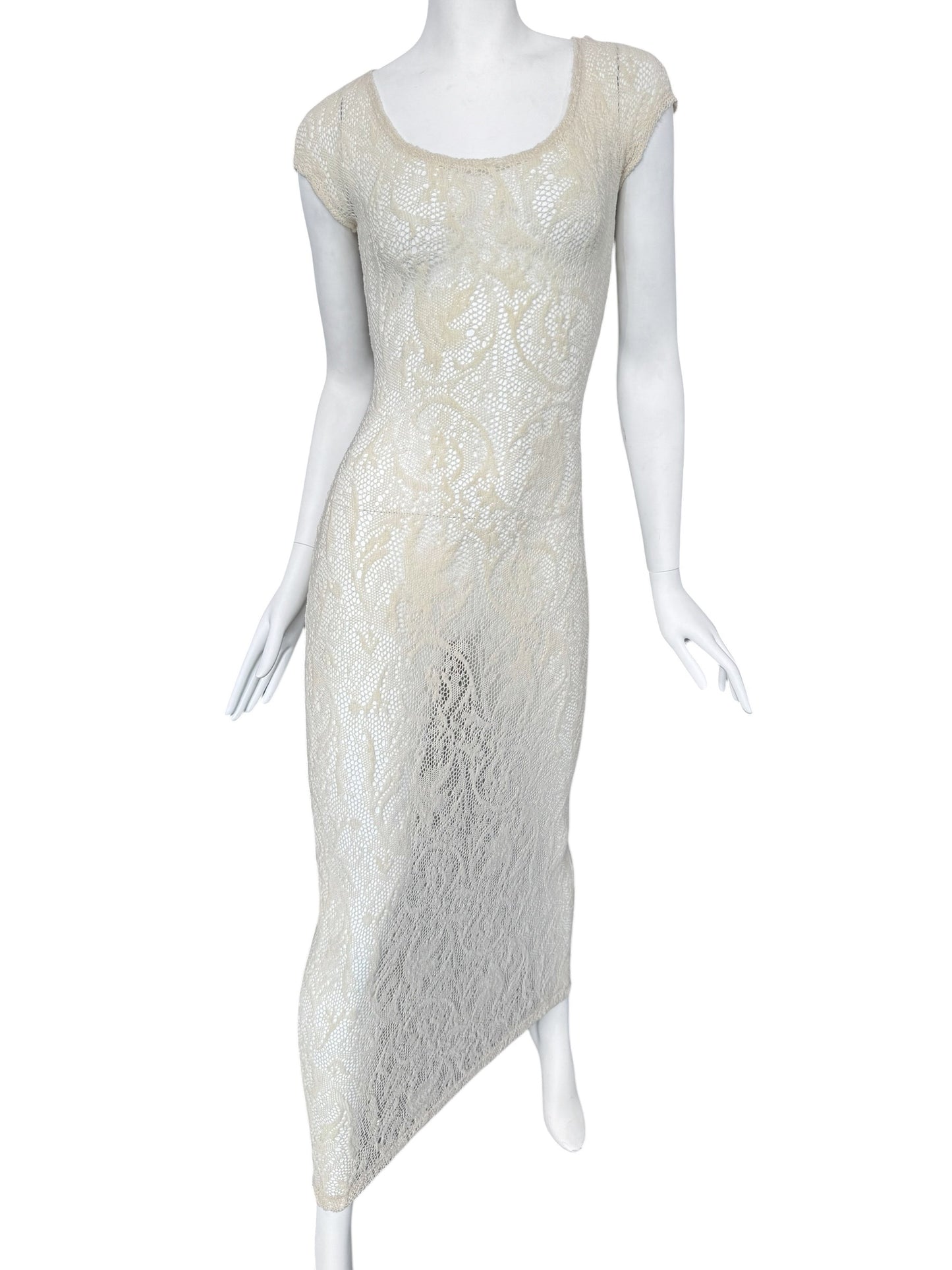 PLEIN SUD SS1993 CREAM WOOL LACE MAXI DRESS