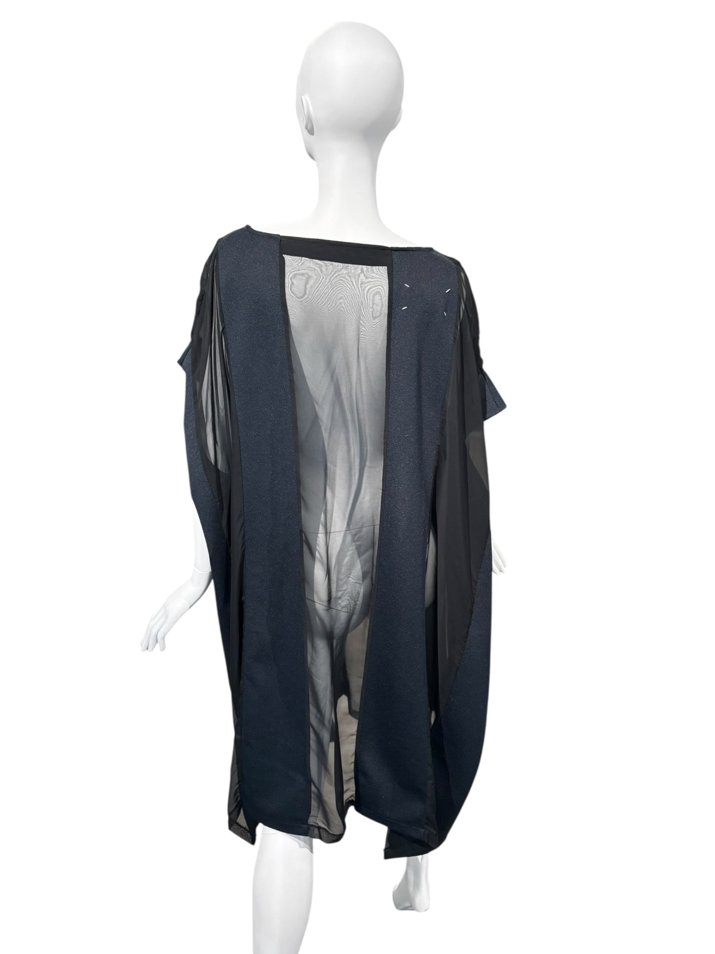 MAISON MARTIN MARGIELA SS2000 ARTISANAL BLACK & NAVY PANELS OVERSIZE DRESS
