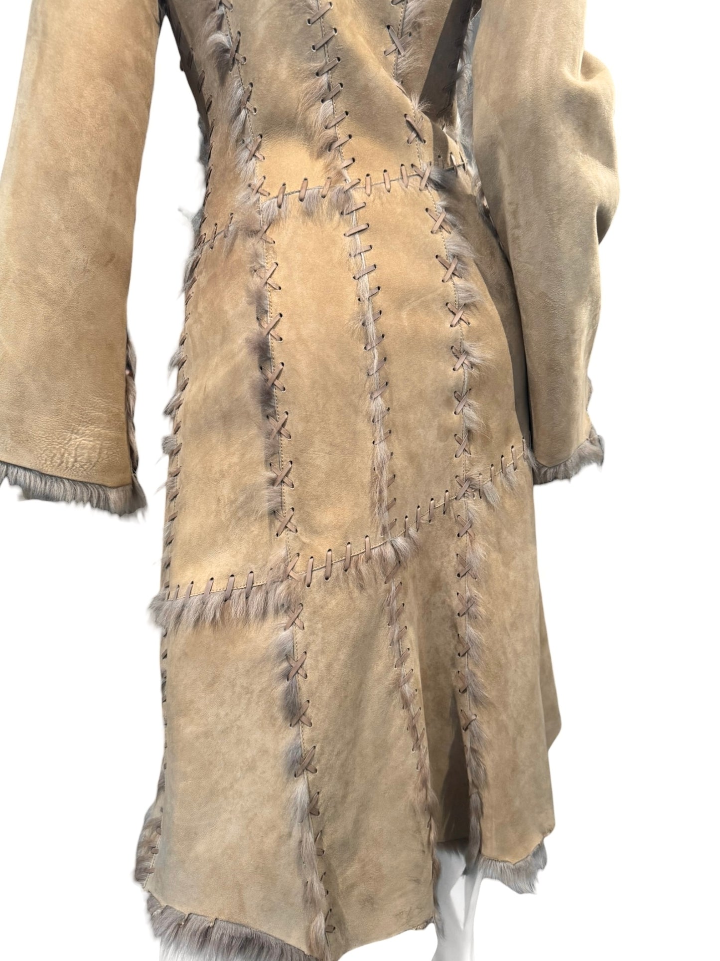 ALEXANDER MCQUEEN FW1999 «THE OVERLOOK» BROWN LACE-UP SHEARLING COAT