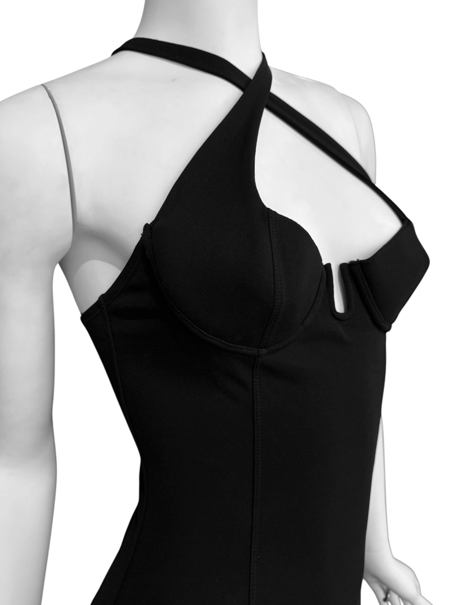 PLEIN SUD SS1992 BLACK SLIT MAXI DRESS
