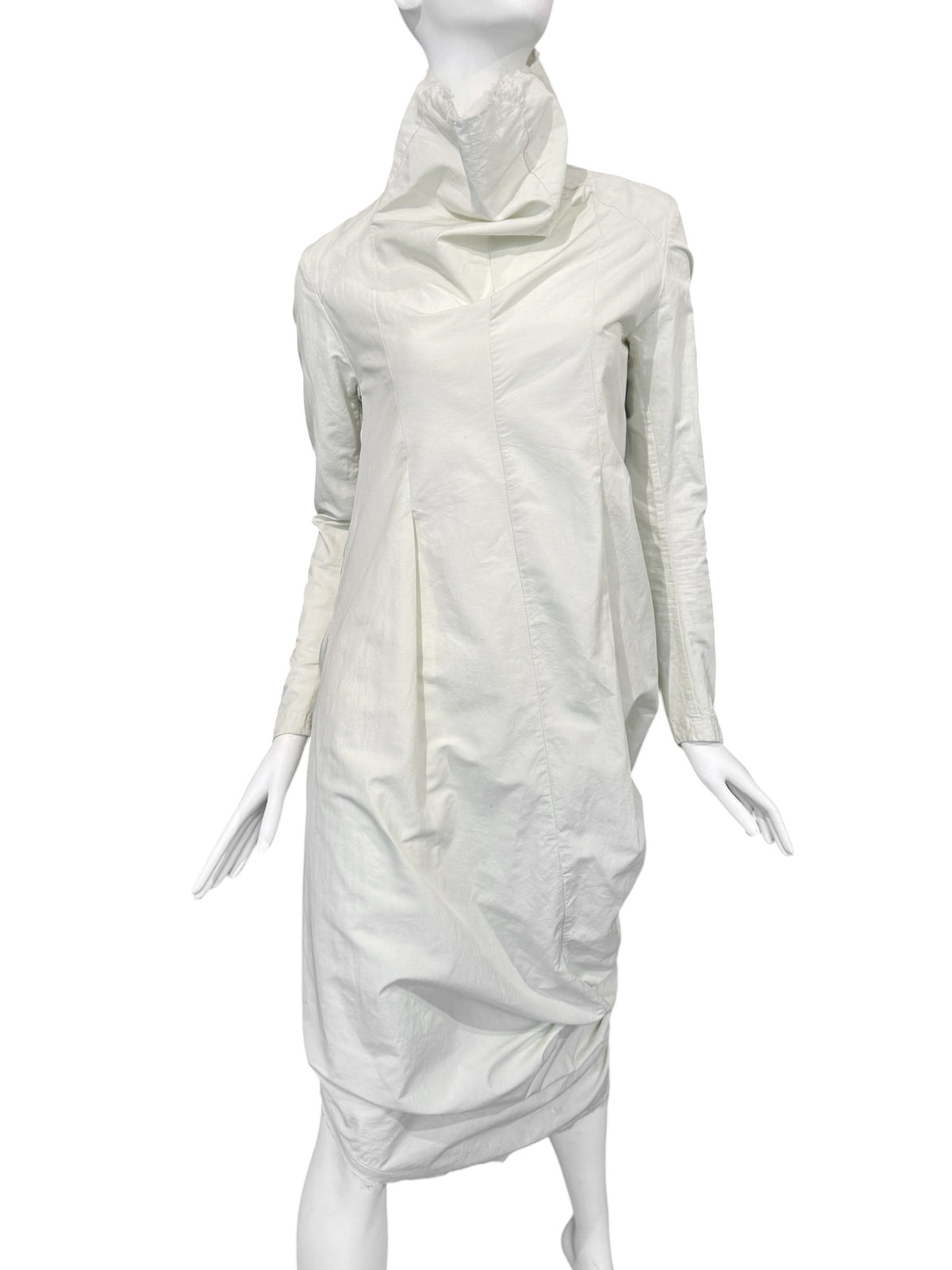 MARC LE BIHAN 2020s OFF-WHITE DRAPED HIGH-NECK MAXI DRESS