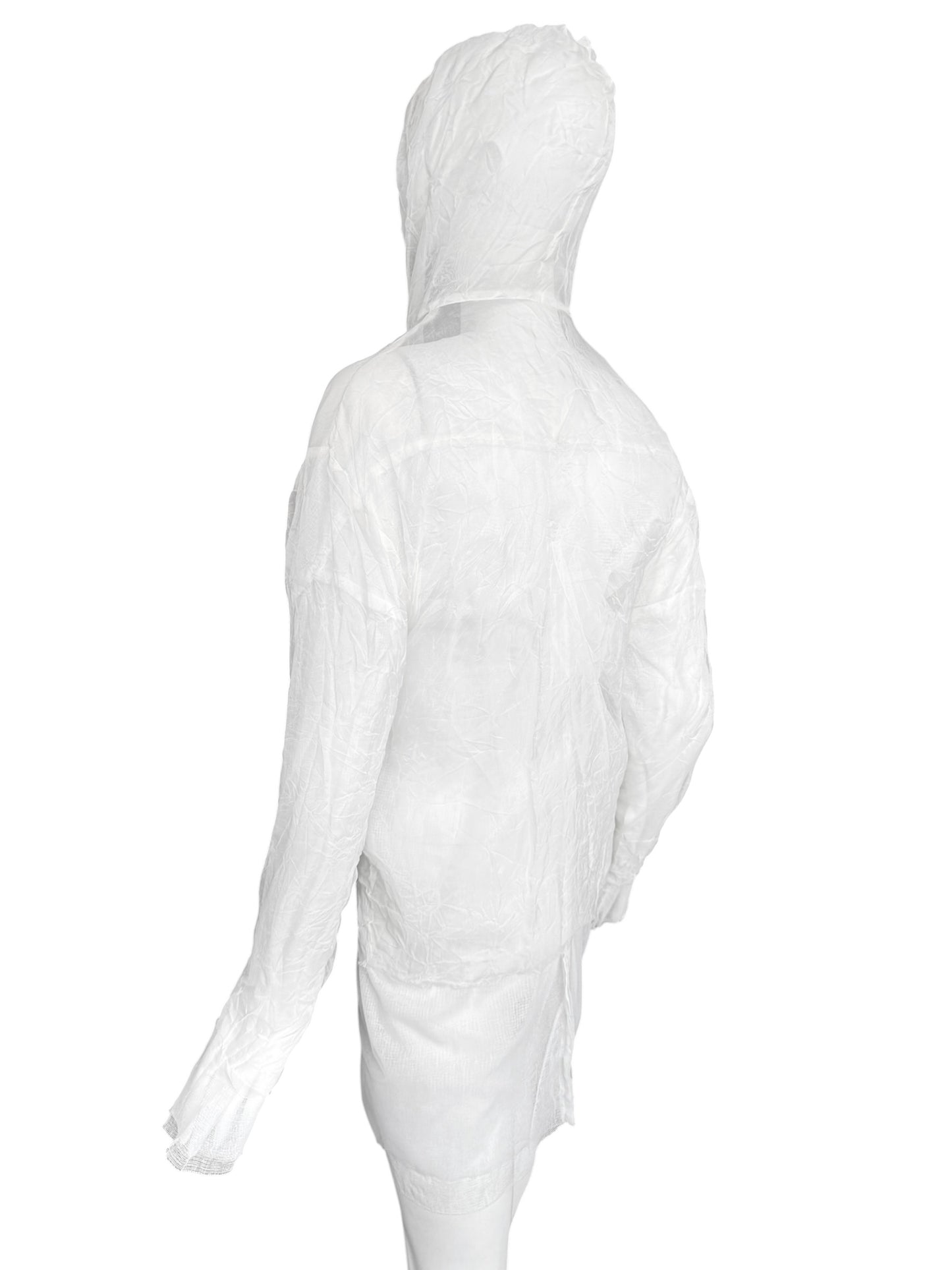 MAISON MARGIELA SS2021 BY JOHN GALLIANO WHITE CREASED LAYERED ZIP TOP