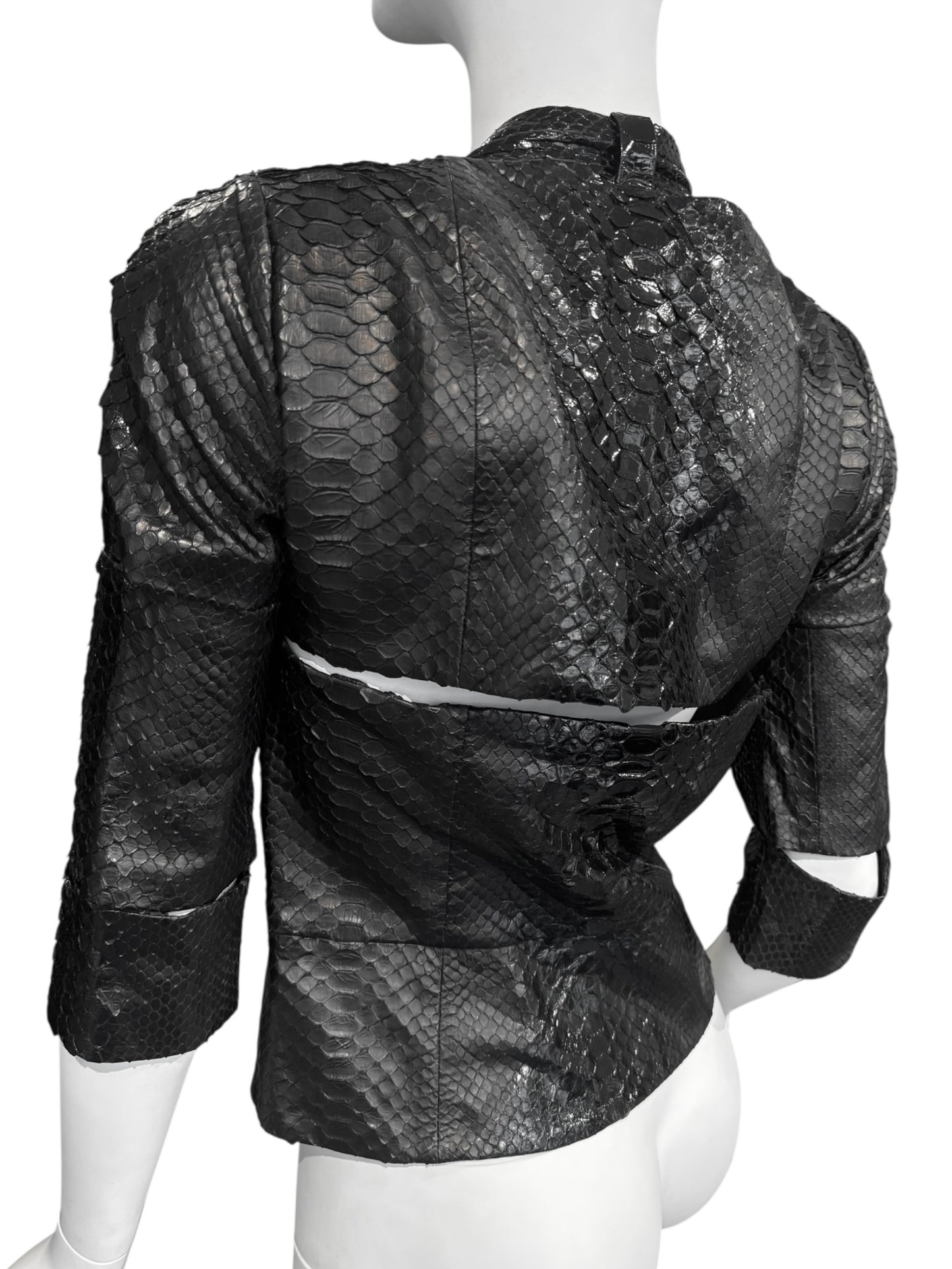 GUCCI SS2010 BY FRIDA GIANNINI BLACK PYTHON LEATHER CUT OUT JACKET