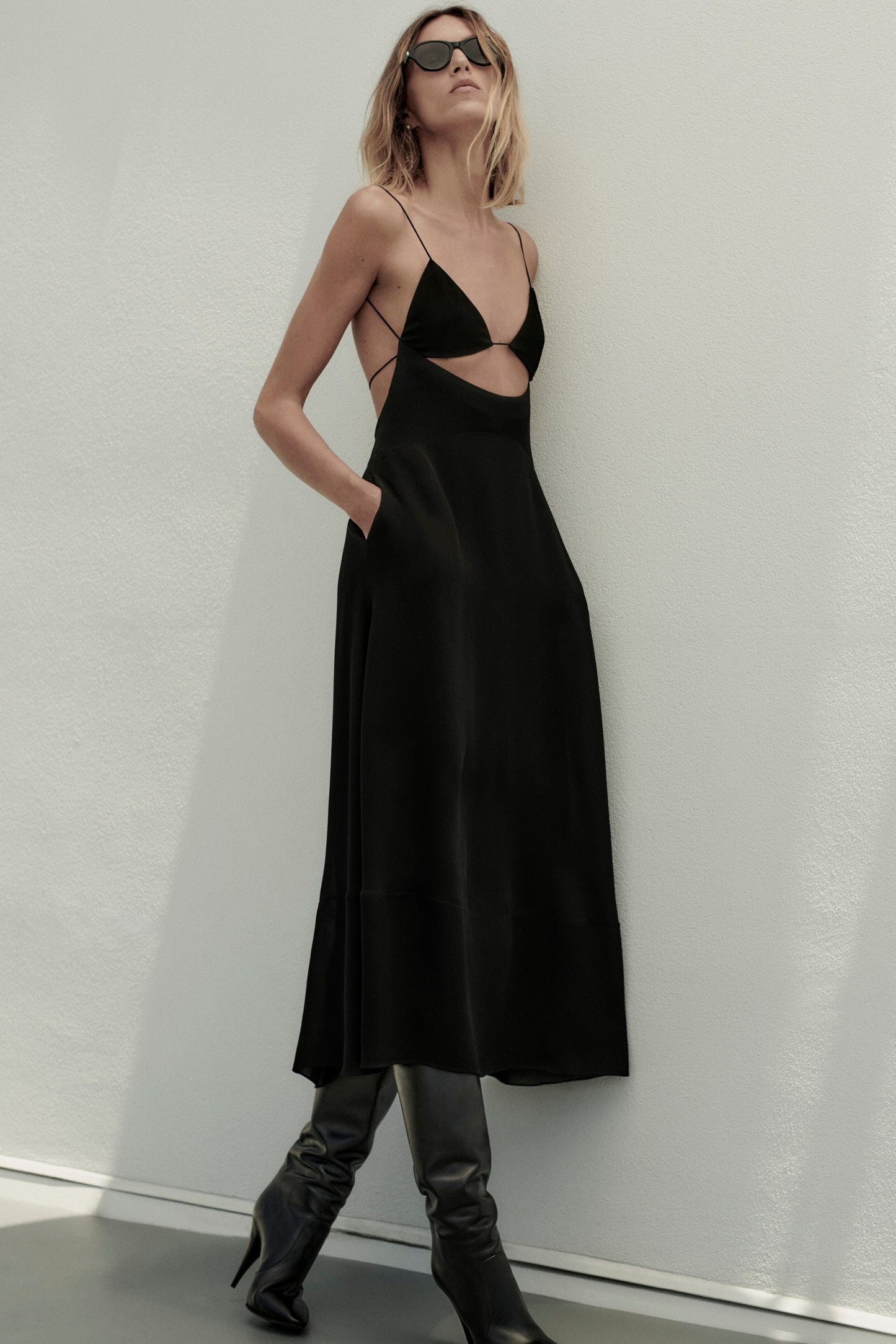 SAINT LAURENT RESORT 2022 BY ANTHONY VACCARELLO BLACK BACKLESS MAXI DRESS