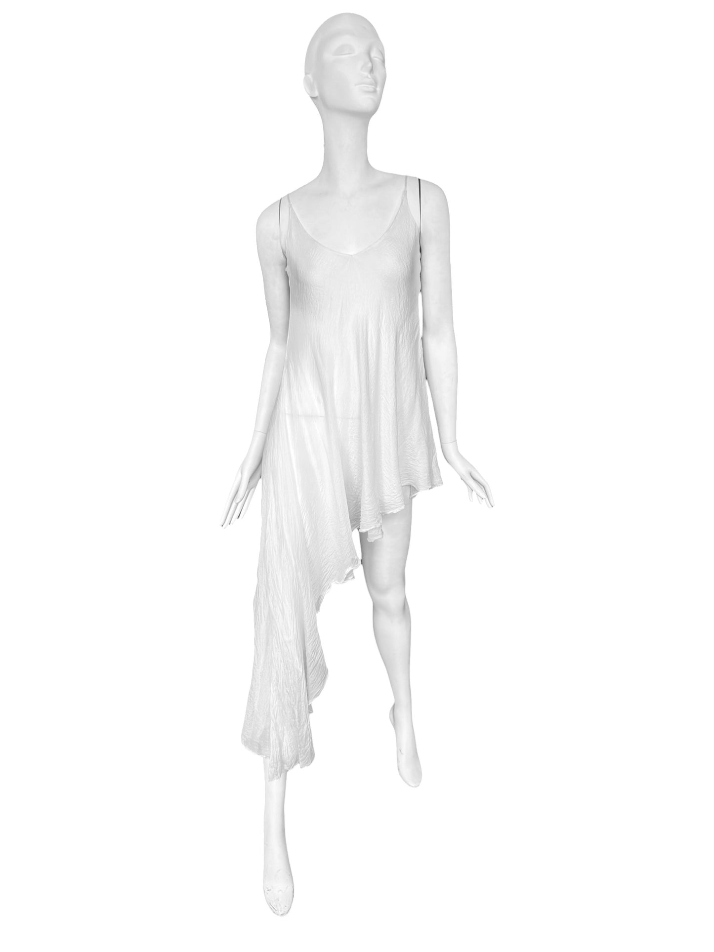 MARC LE BIHAN 2020s WHITE SILK ASYMMETRICAL TOP