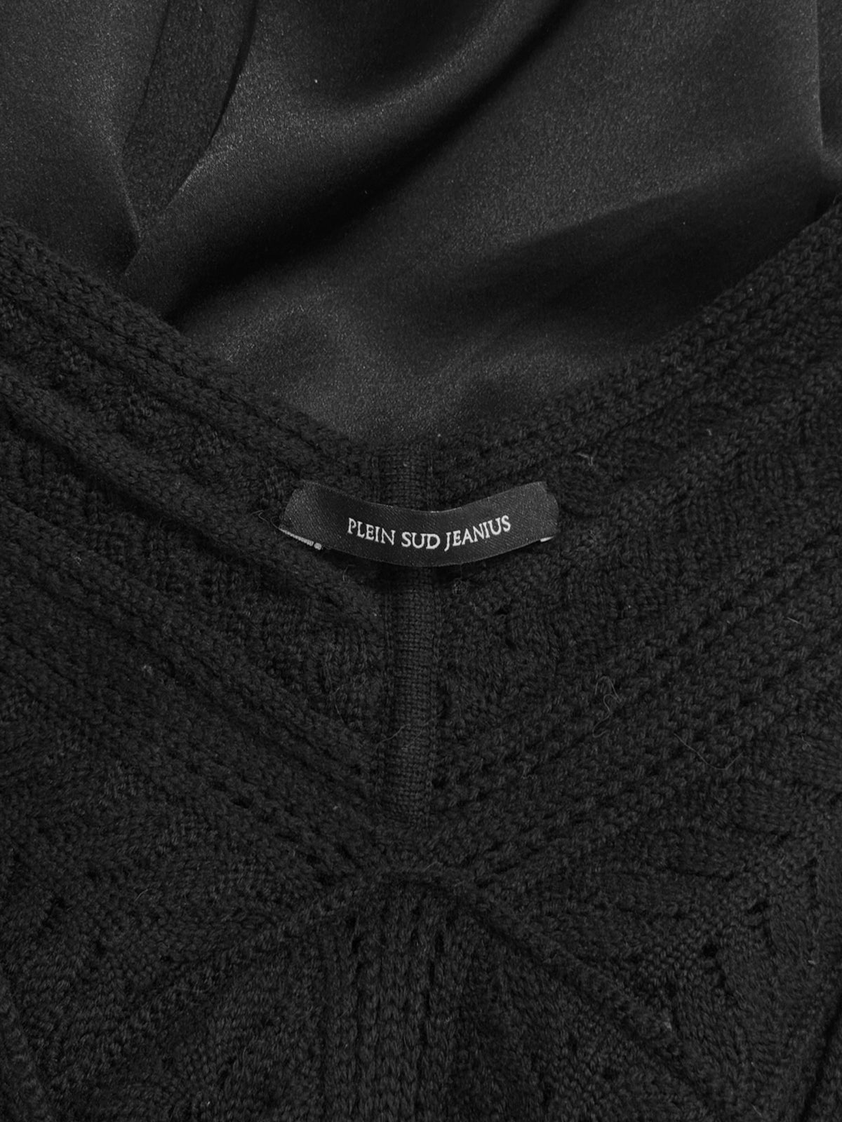 PLEIN SUD JEANIUS 2000s BLACK SILK & WOOL MIDI DRESS
