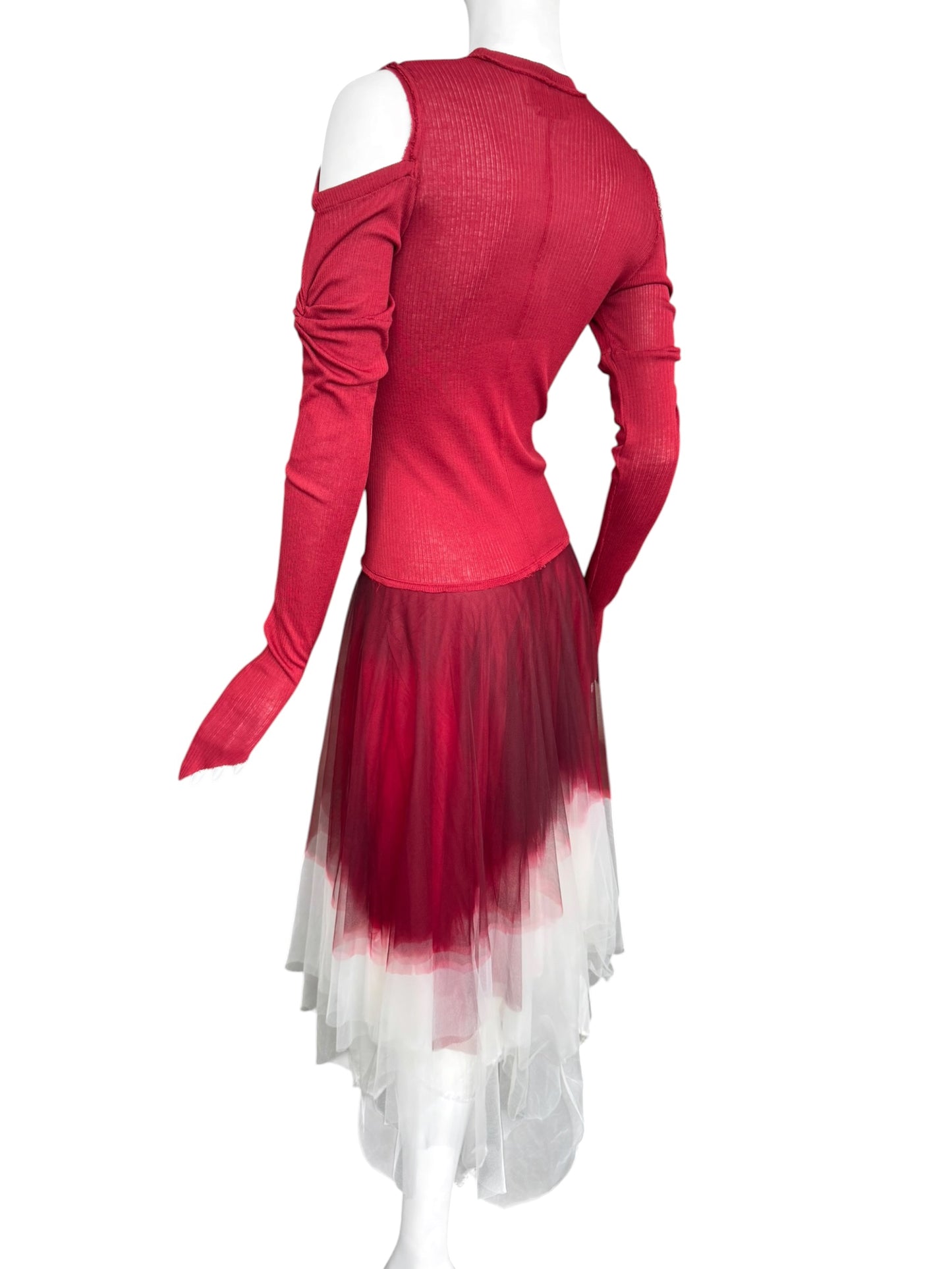 MARC LE BIHAN 2020s RED & WHITE BALLERINA MAXI DRESS