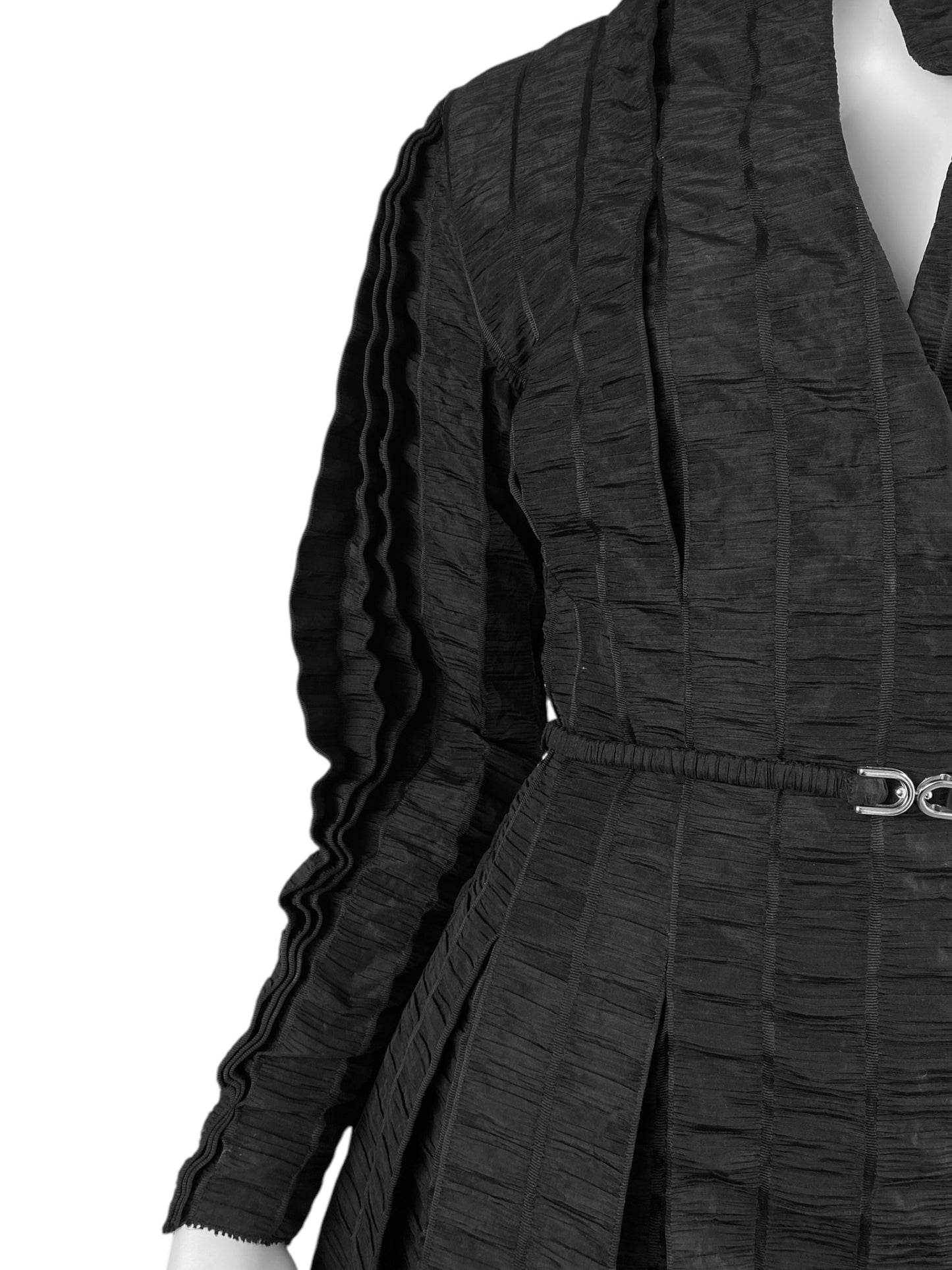 ISABEL TOLEDO FW2008 BLACK SILK TAFFETA PLEATED COAT