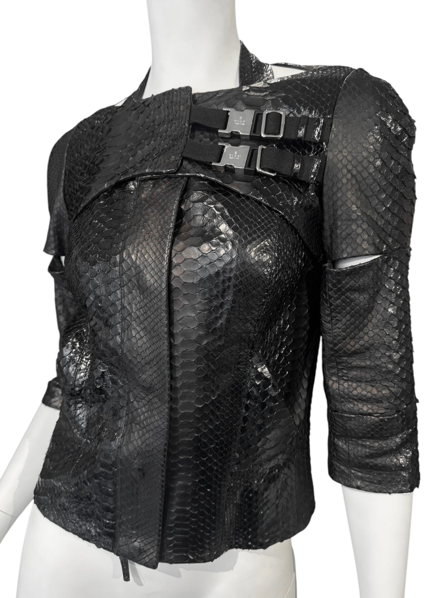 GUCCI SS2010 BY FRIDA GIANNINI BLACK PYTHON LEATHER CUT OUT JACKET
