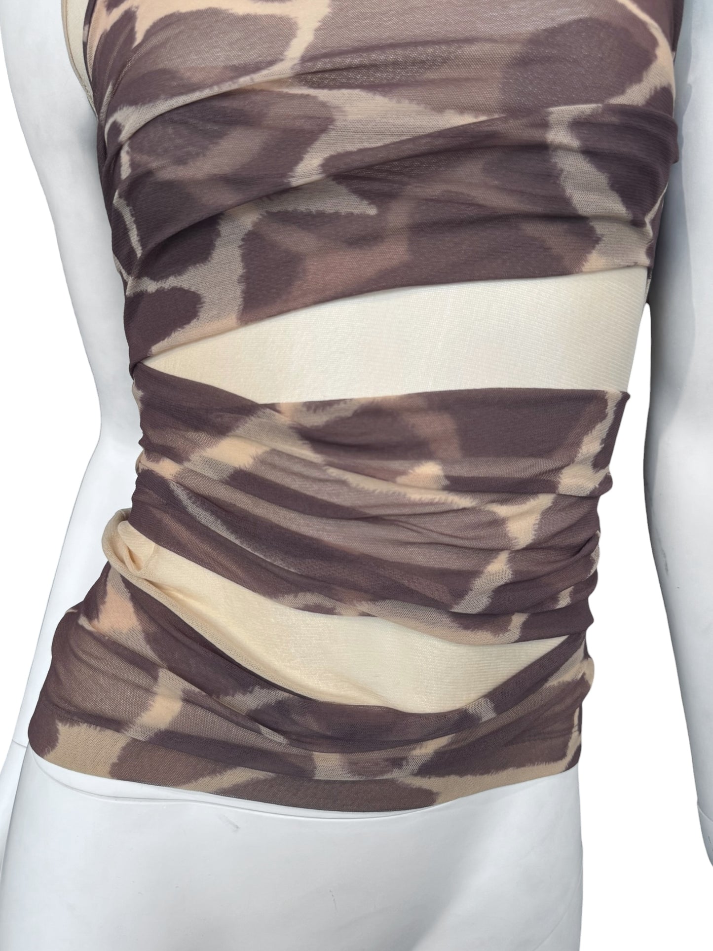 PLEIN SUD JEANS SS1998 GIRAFE PRINT MESH LAYERED TANK TOP