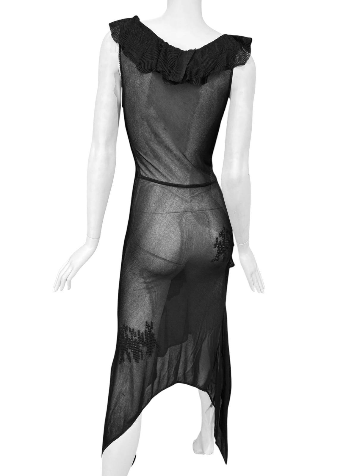 JOHN GALLIANO FW1996 BLACK SHEER TATOO MAXI DRESS