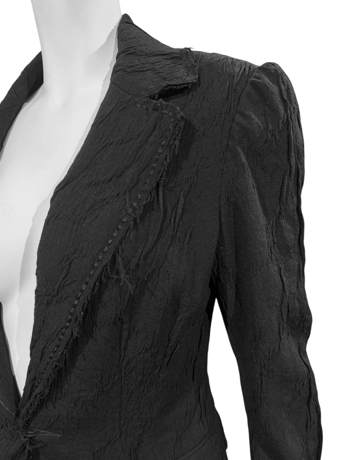 PLEIN SUD FW2005 BLACK WOOL CRINKLED BLAZER