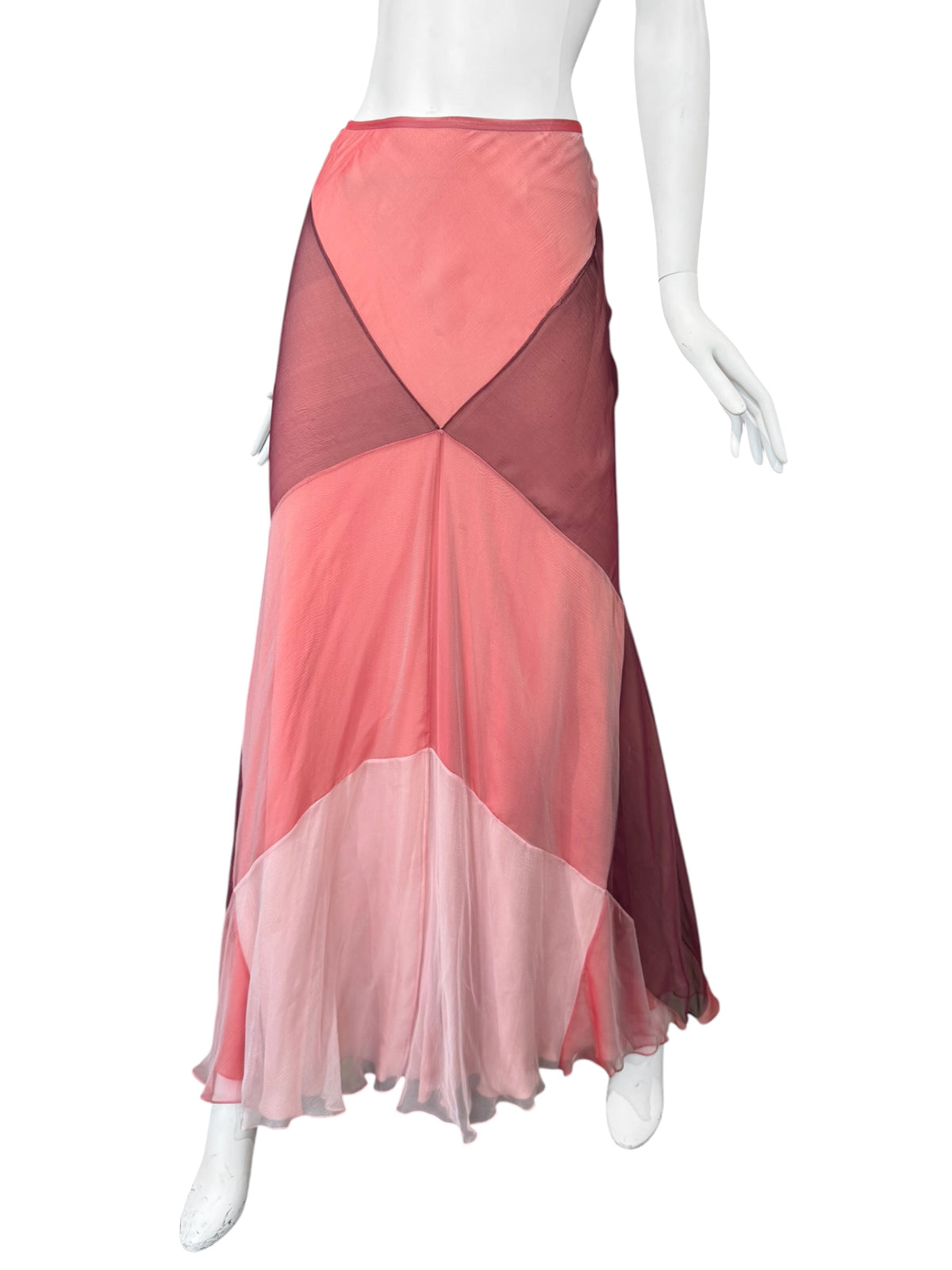 PLEIN SUD SUN 1990s PINK SILK MAXI SKIRT
