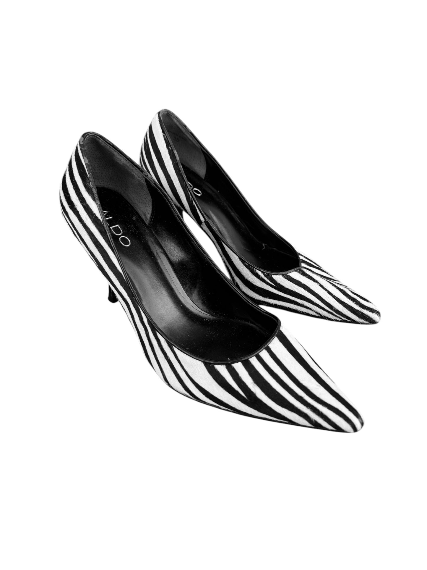 ALDO 2000s BLACK & WHITE HAIRY LEATHER ZEBRA HEELS