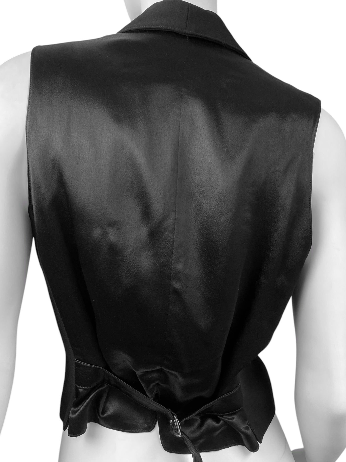 ANN DEMEULEMEESTER 1990s BLACK WOOL TIE CLOSURE WAISTCOAT