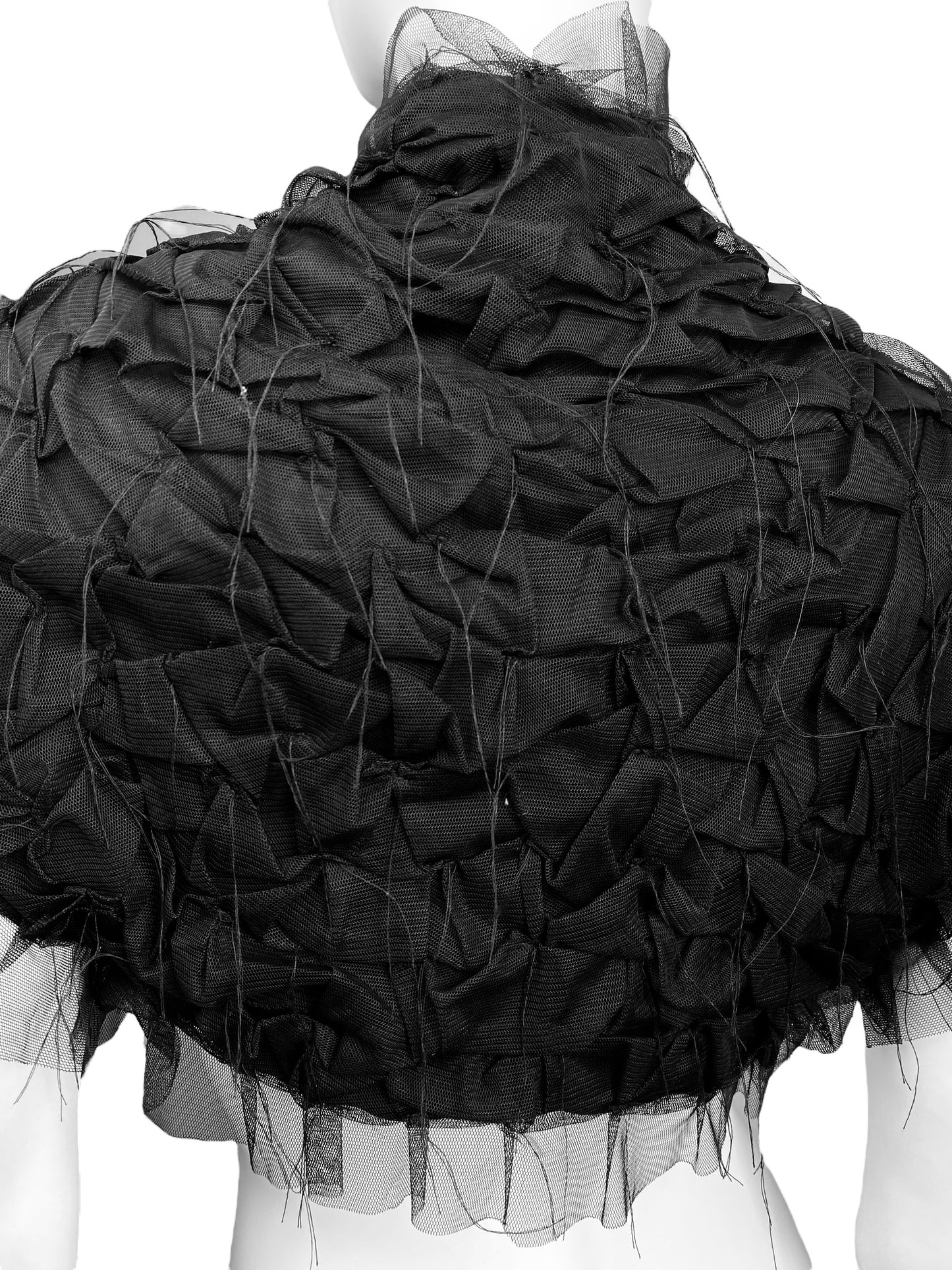 CORA KEMPERMAN 2000s BLACK PLEATED TULLE BOLERO