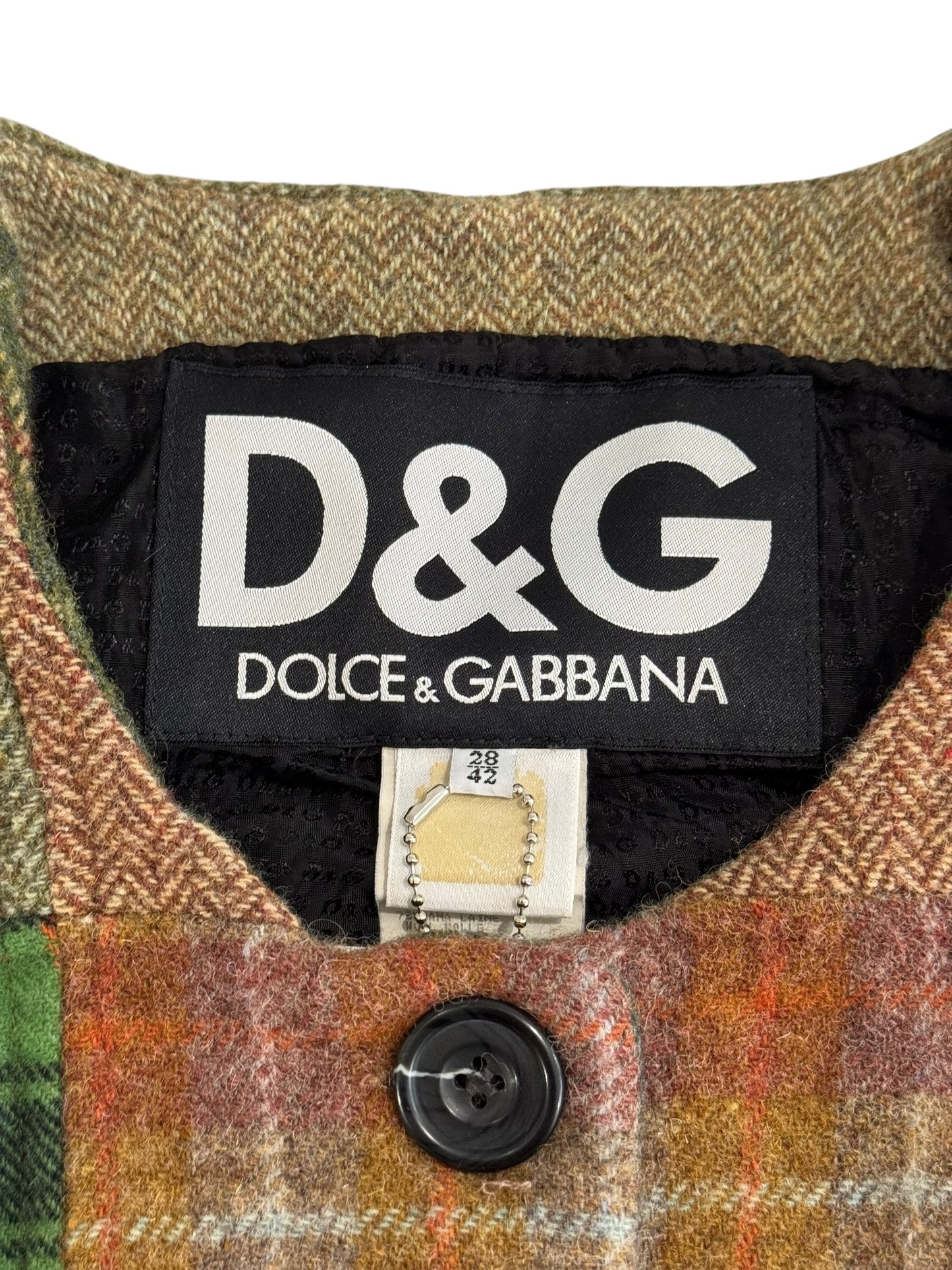 D&G 1990s COLORFUL TARTAN CROP CARDIGAN