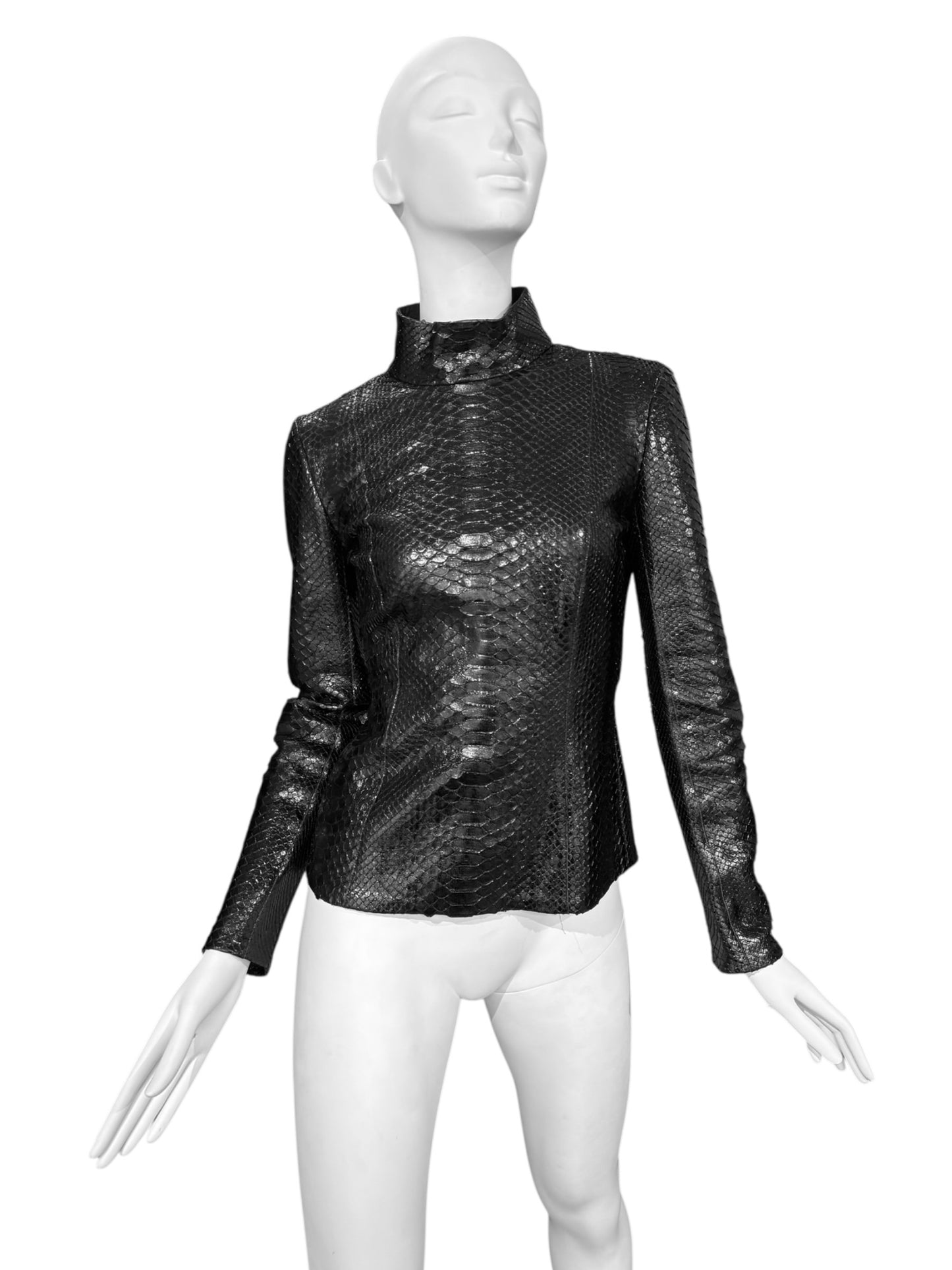 GUCCI FW2013 BY FRIDA GIANNINI BLACK PYTHON LEATHER JACKET