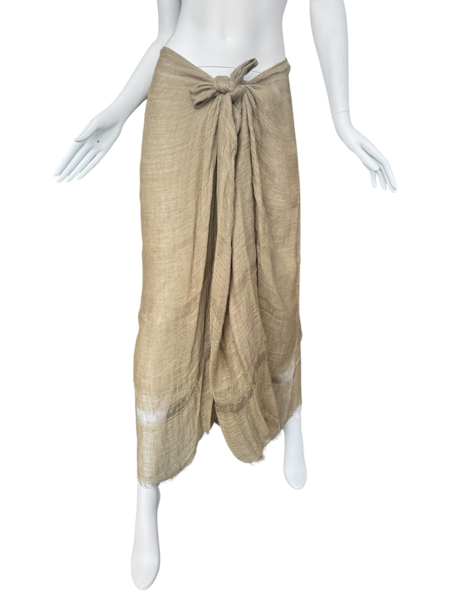 FAYÇAL AMOR SS1993 BEIGE RAW JUTE MAXI SKIRT